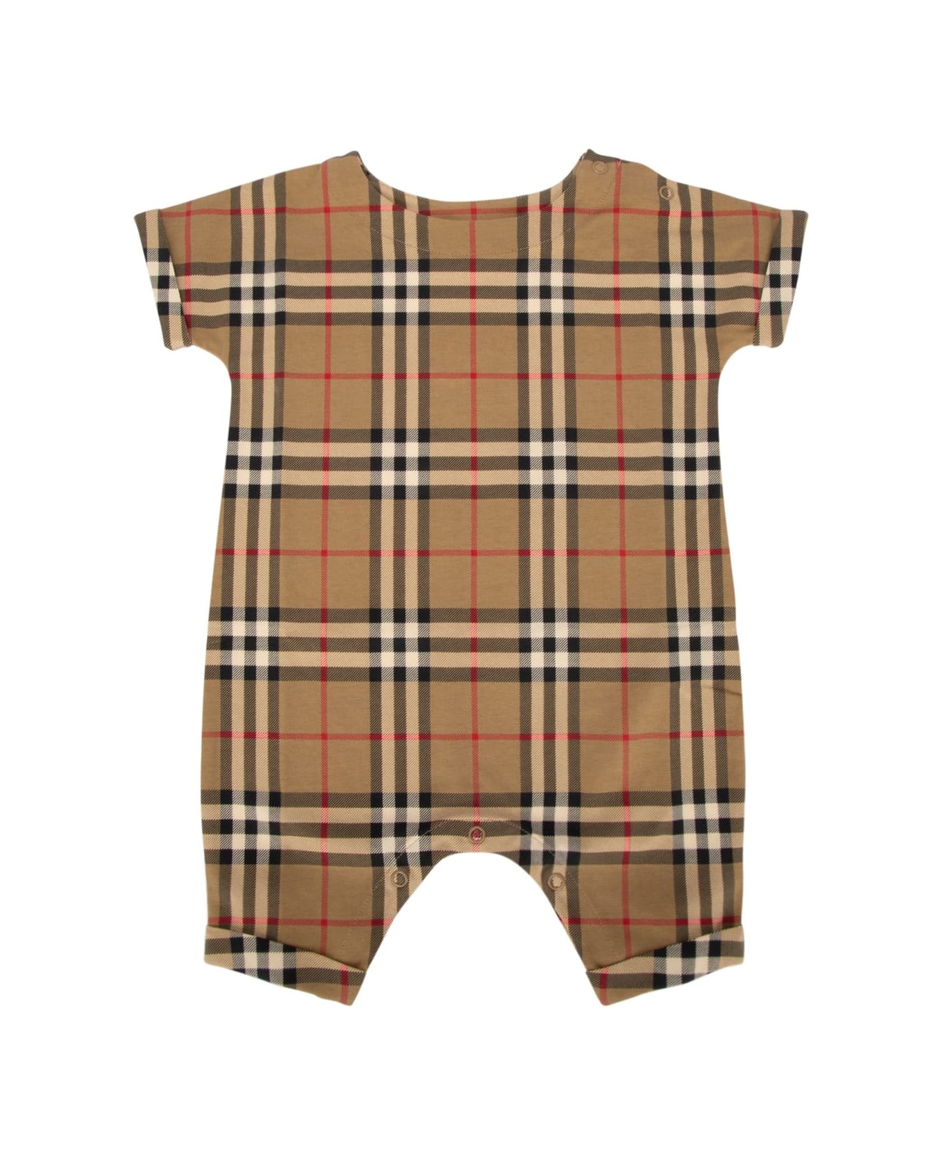 Burberry Checked Babygrow - Beige