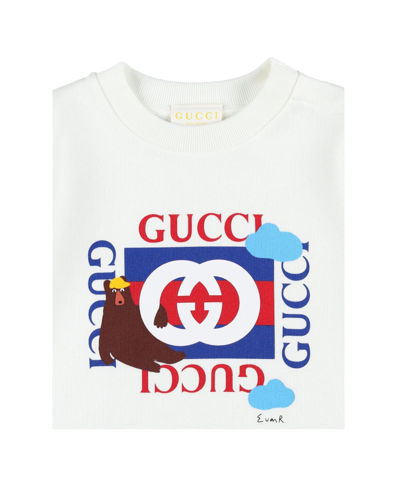 Gucci Kids White Cotton Crewneck Sweatshirt - White