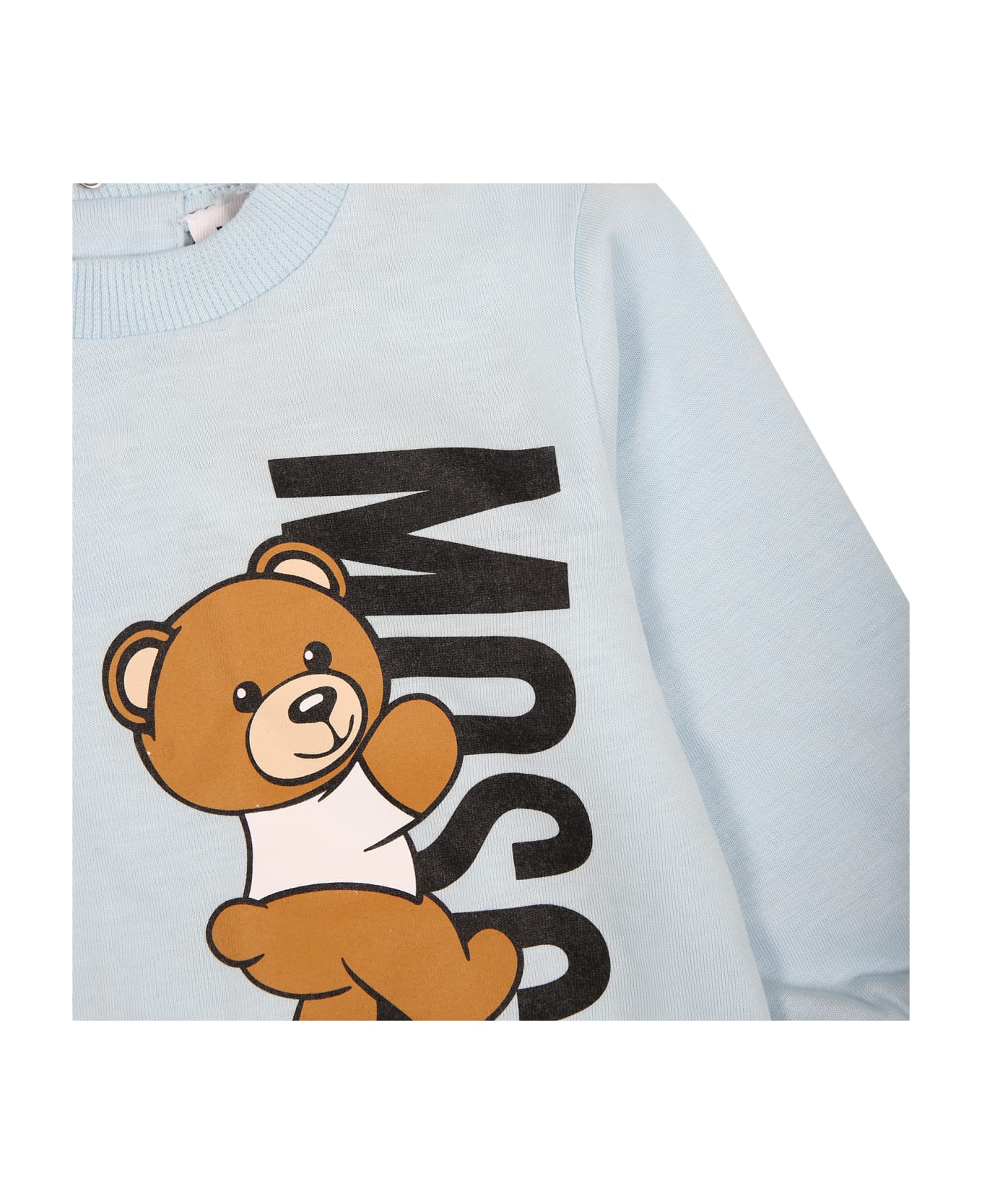 Moschino Light Blue Set For Baby Boy With Teddy Bear - Light Blue ボディスーツ＆セットアップ