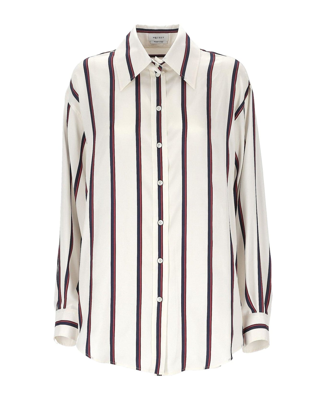 Alexander McQueen Silk Striped Shirt - Bianco