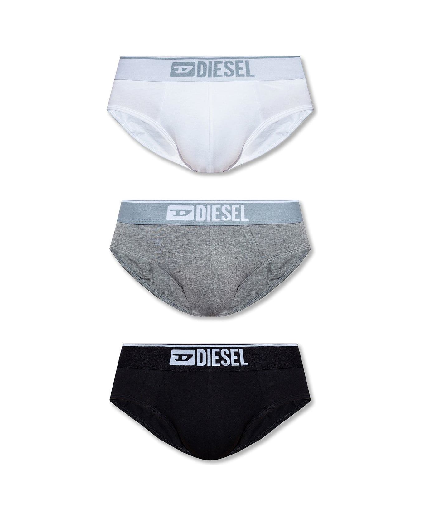 Diesel Umbr-andre Three-pack Logo-embroidered Briefs Set - Red ショーツ