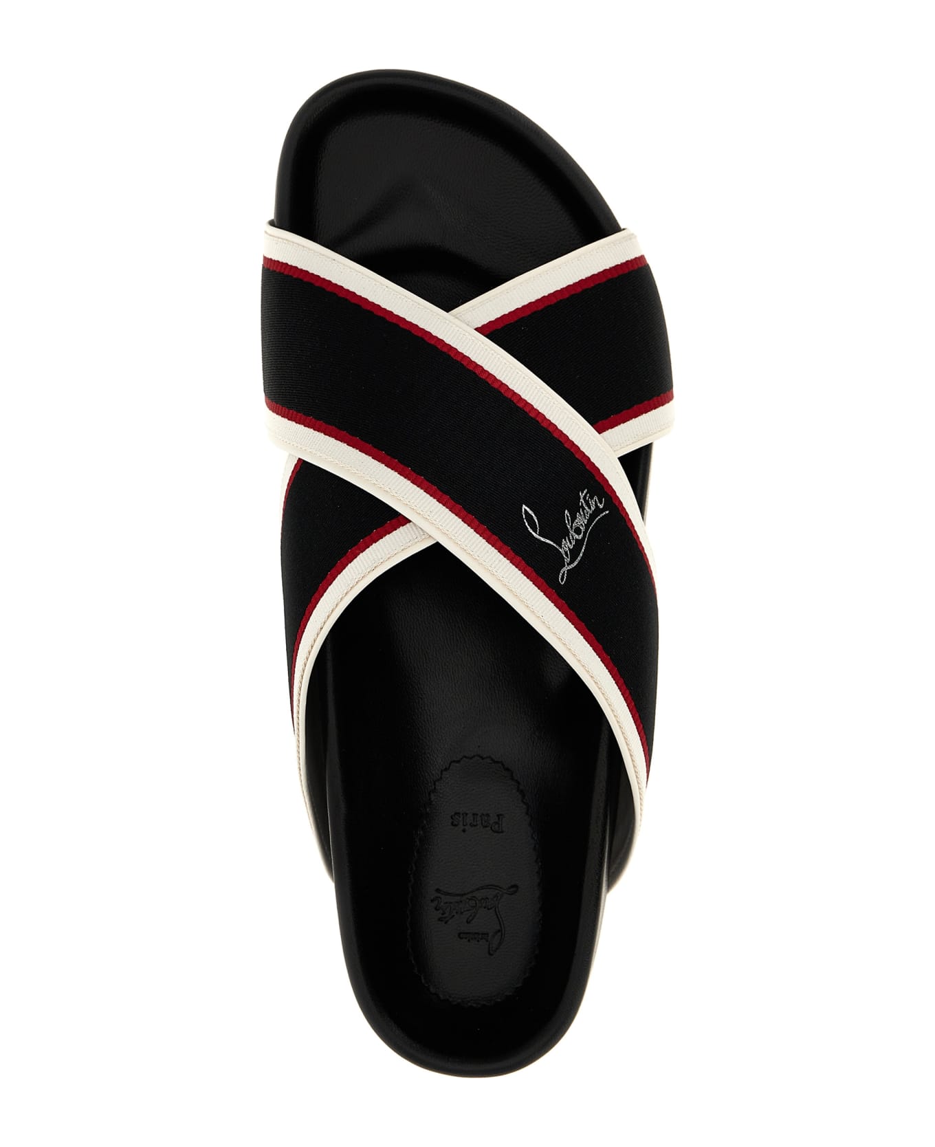 Christian Louboutin 'hot Cross Bizz Flat' Sandals - Black  