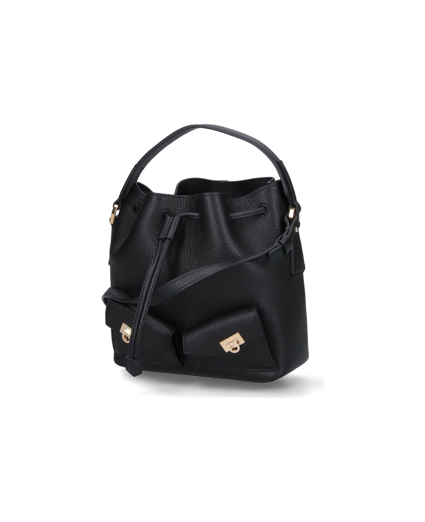 Ferragamo "hug" Mini Bucket Bag - Black  