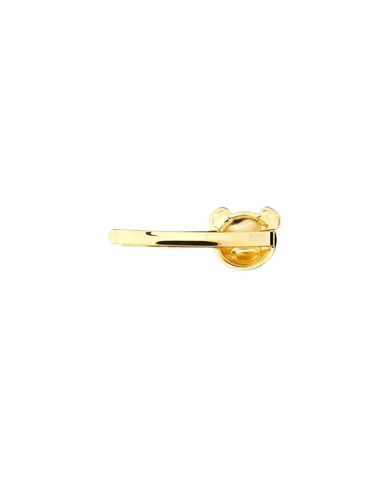 Moschino Teddy Bear Logo Engraved Tie Clip - GOLD