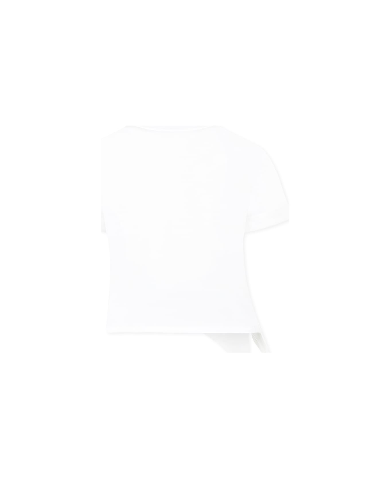 Dolce 
Gabbana White T-shirt For Girl With Logo And Flowers - White
