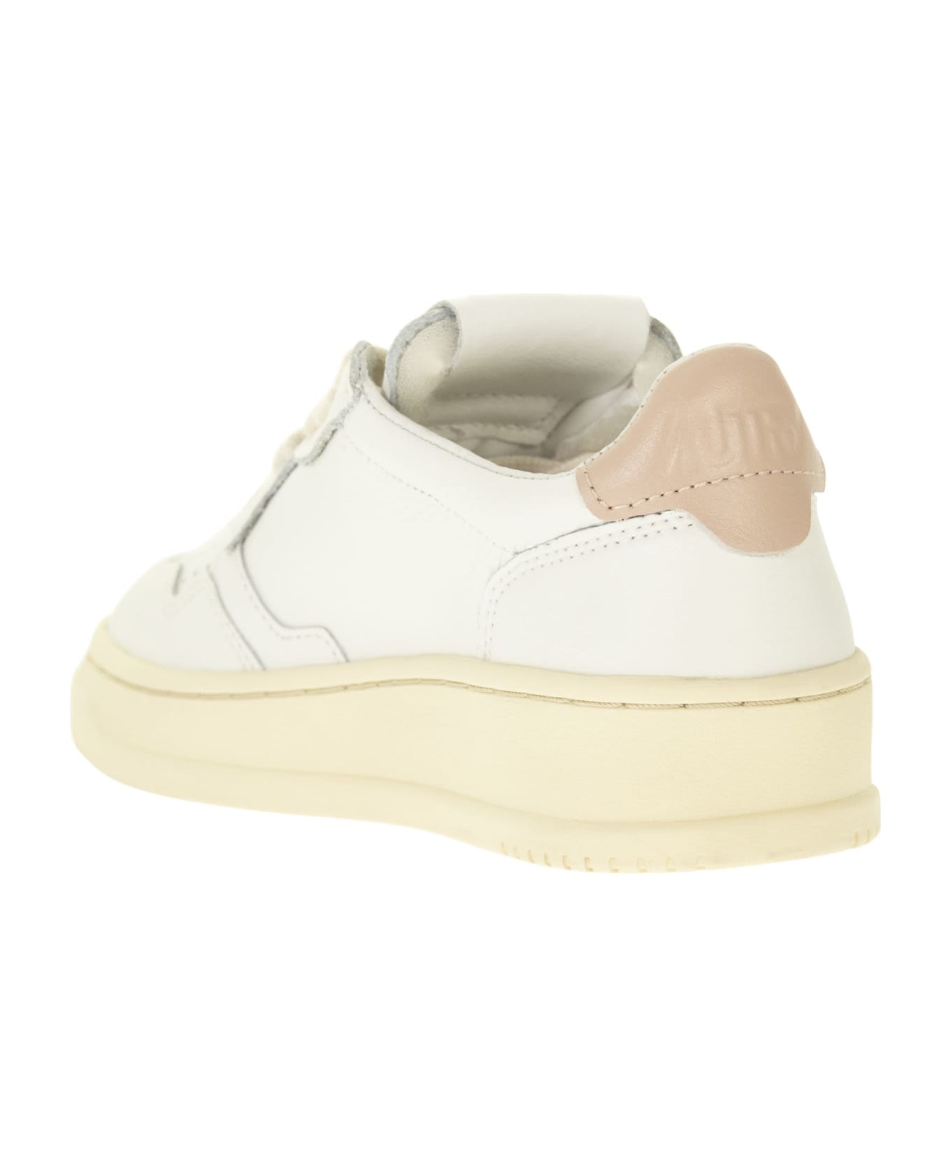Autry Medalist Low - Leather Sneakers - Wht/pink
