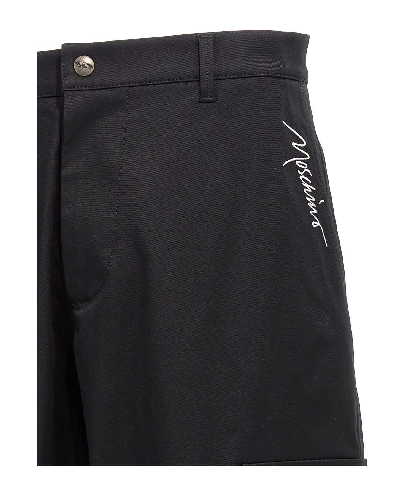 Moschino Logo Embroidery Pants - Black  