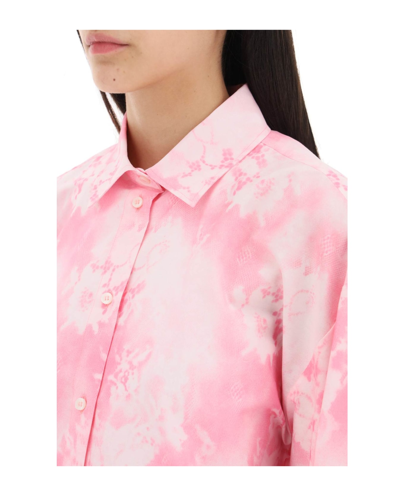 MSGM Oversized Shirt With All-over Print - ROSA (Pink)