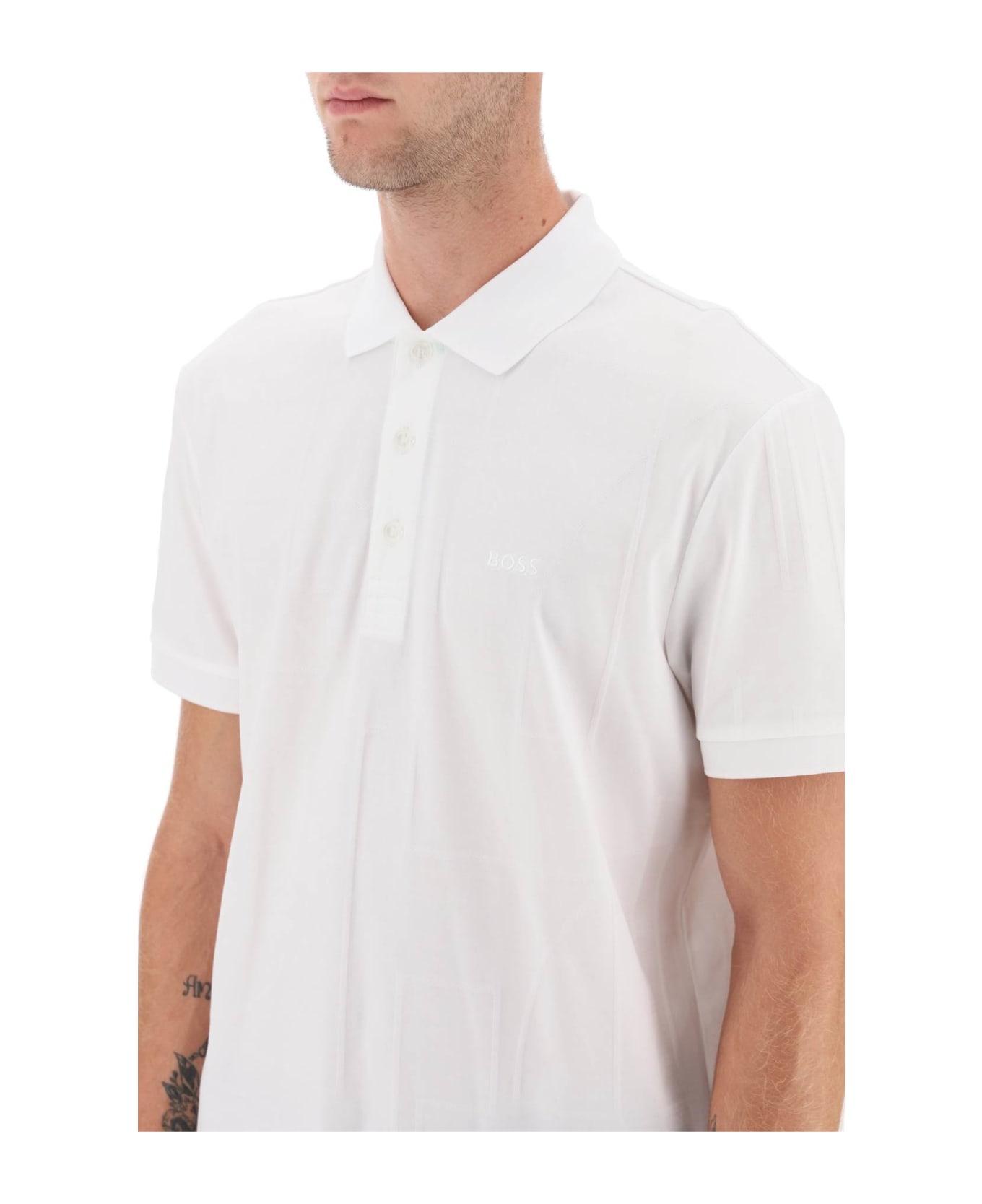 Hugo Boss Regular Fit Jacquard Polo Shirt - WHITE (White)