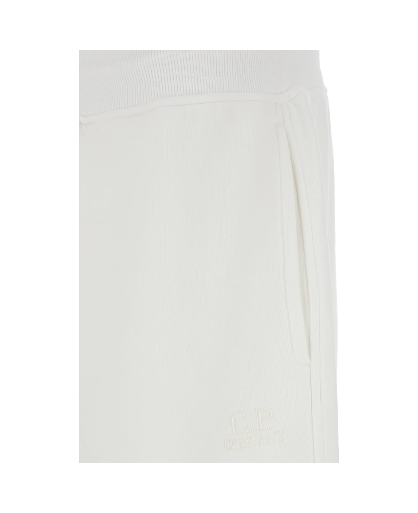 C.P. Company White Shorts With Elastic Waist And Drawstring In Cotton Man - Gauze White