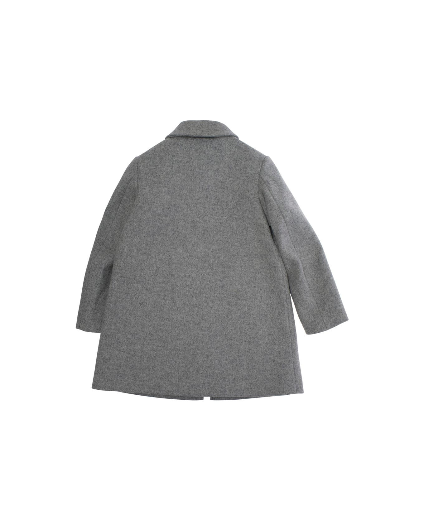 Marni Grey Coat With Collar And Logo Embroidery On The Front In Wool Blend Girl - Grey