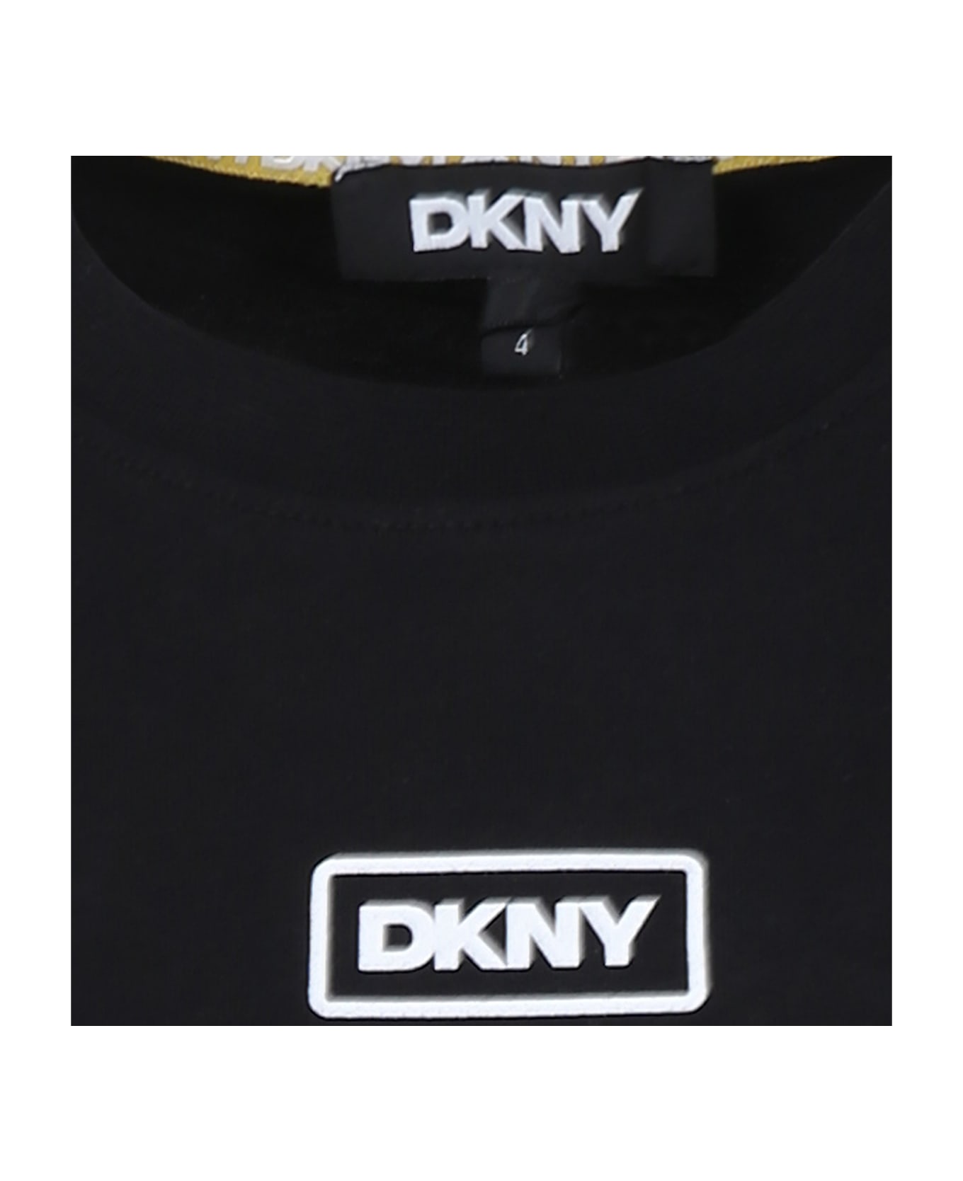 DKNY Black T-shirt For Girl With Slogan - Black