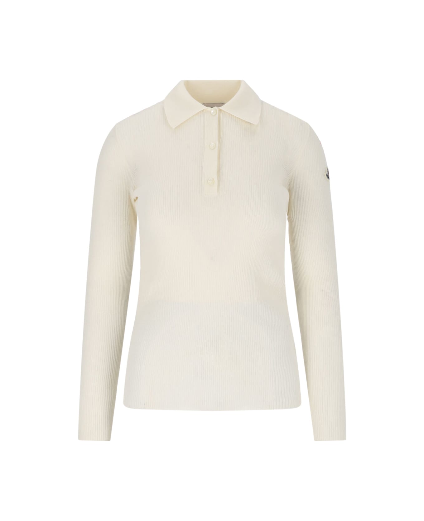Moncler Logo Ribbed Top - Cream