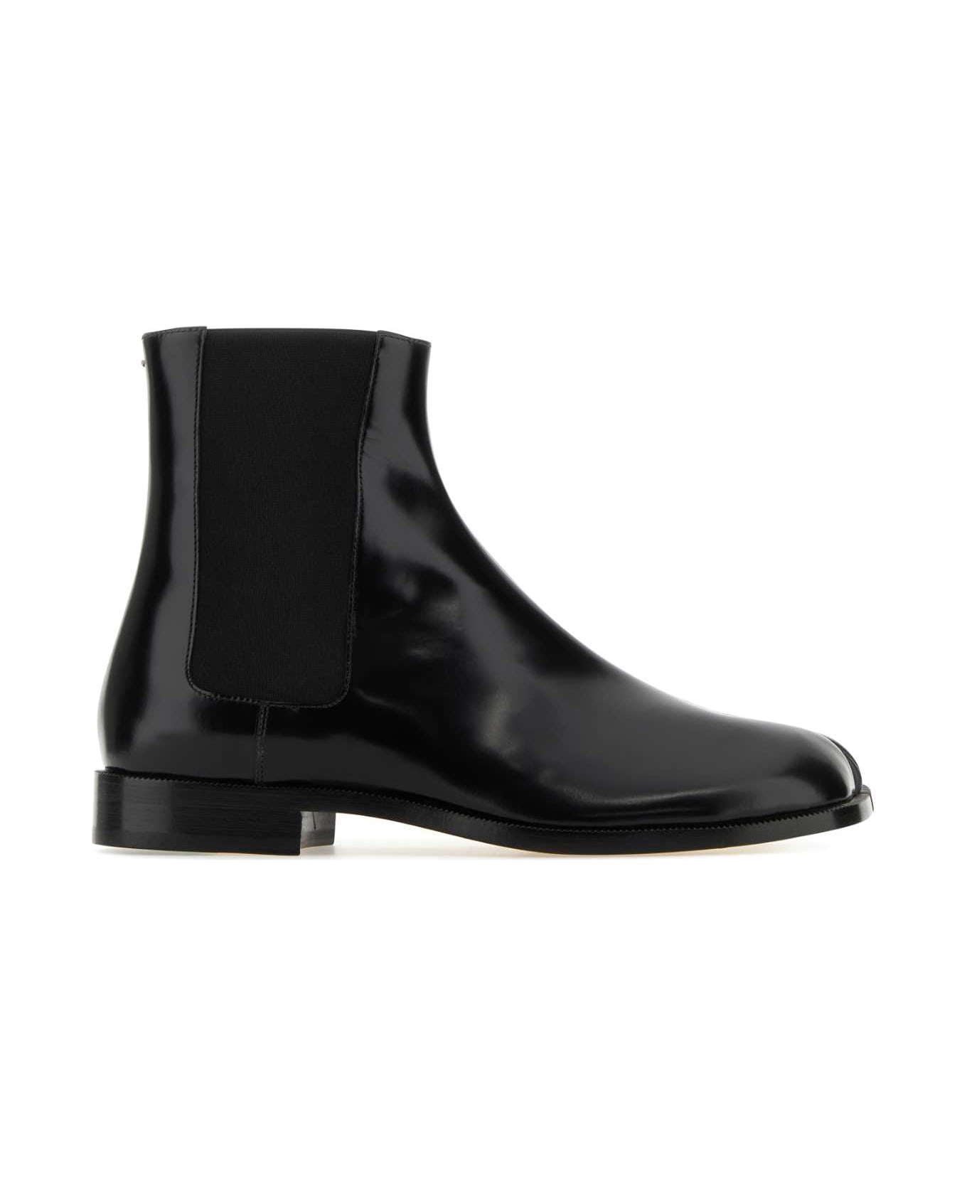 Maison Margiela Black Leather Tabi Ankle Boots - BLACK