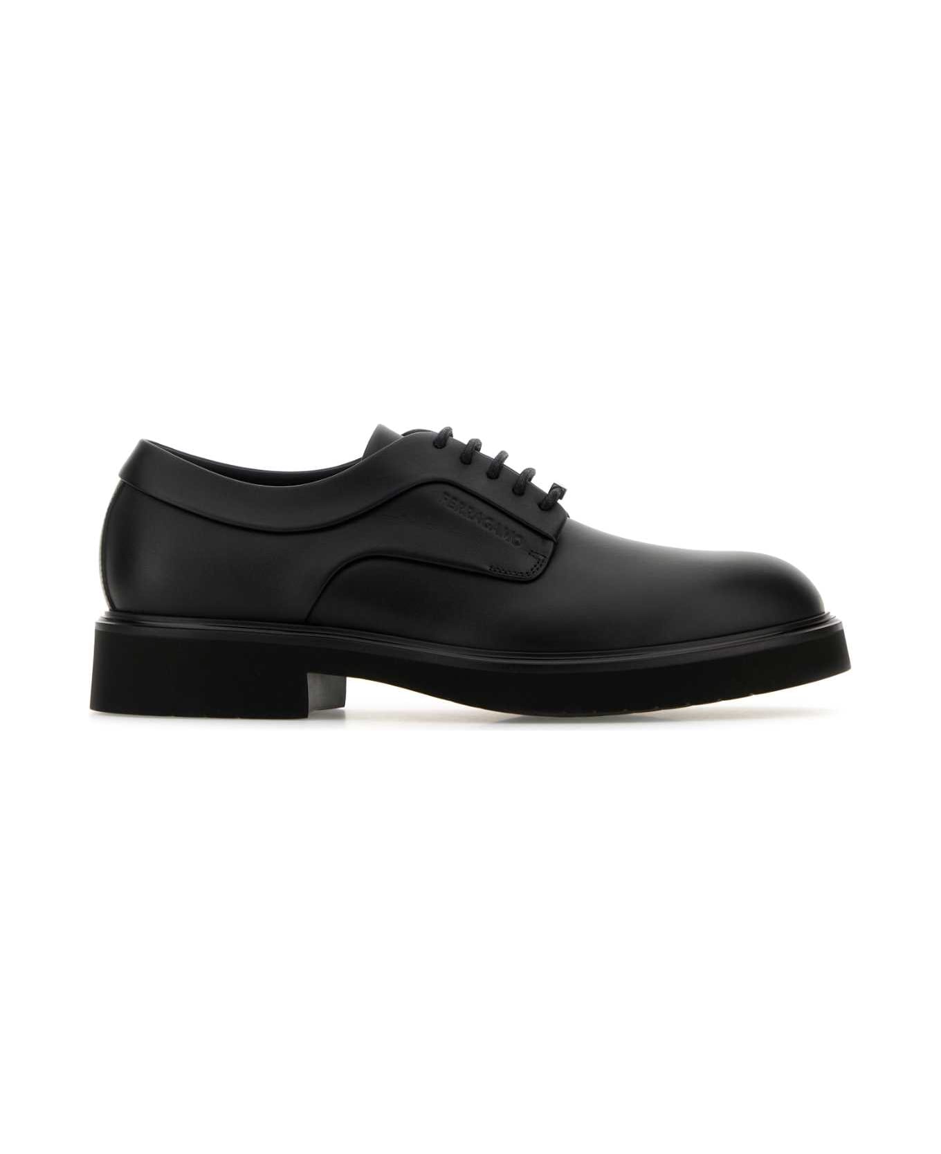 Ferragamo Black Leather Cervantes Lace-up Shoes - NERONERONERO