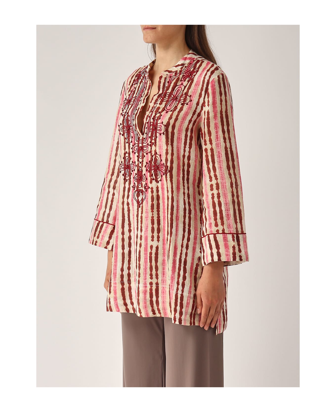 Malìparmi Camicia Caftano Shirt - ROSA-BEIGE