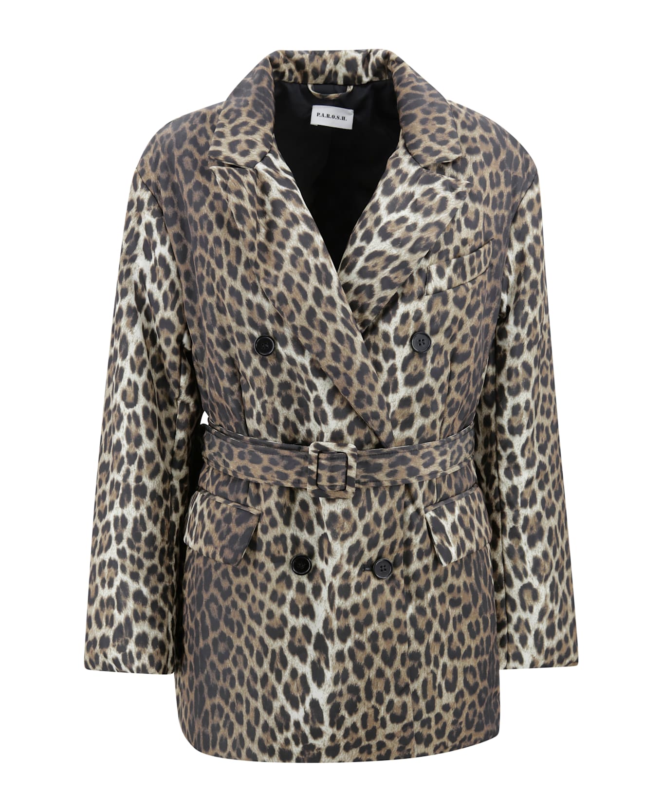 Parosh Double-breasted Spotted Coat - Brown