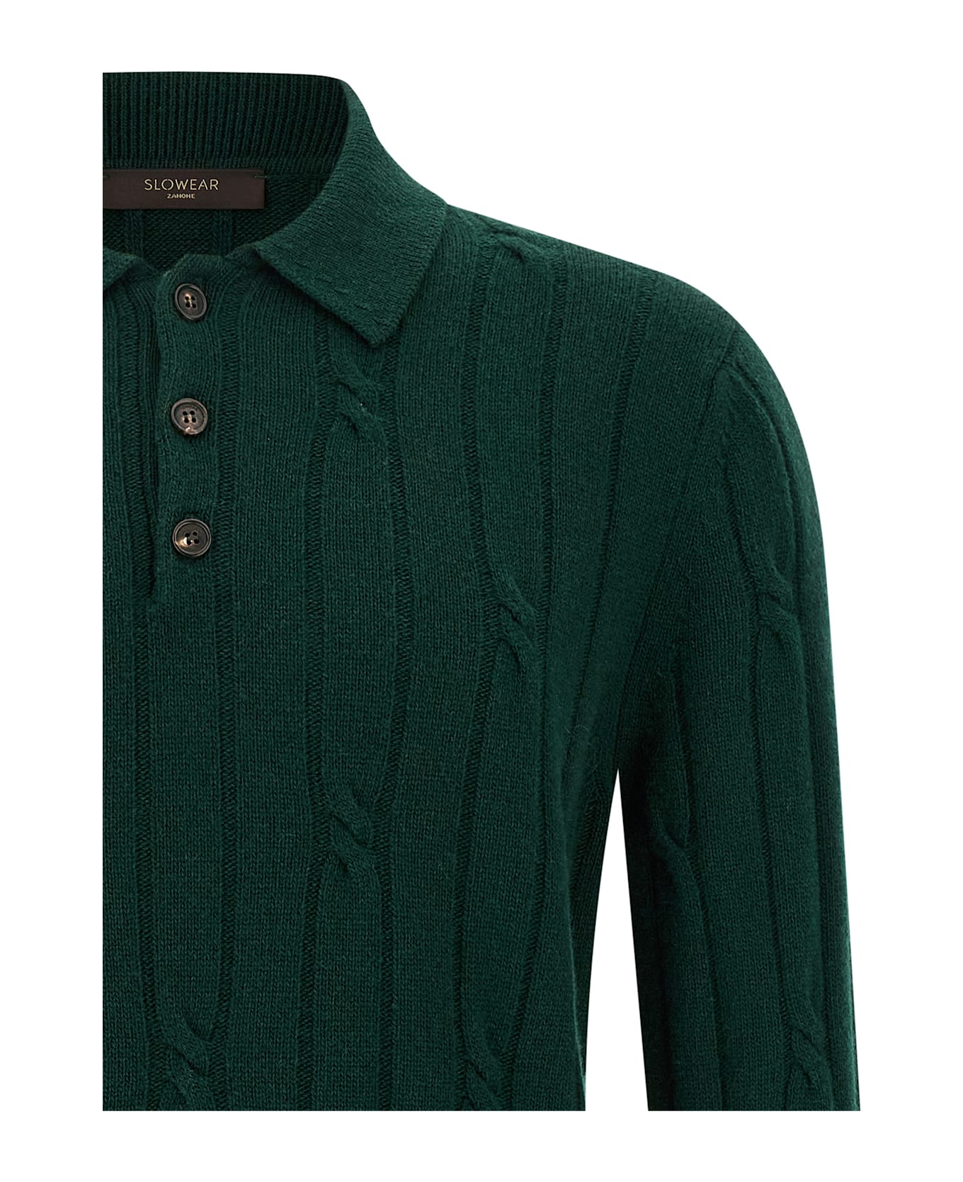 Zanone Braided Wool Polo Shirt - Green