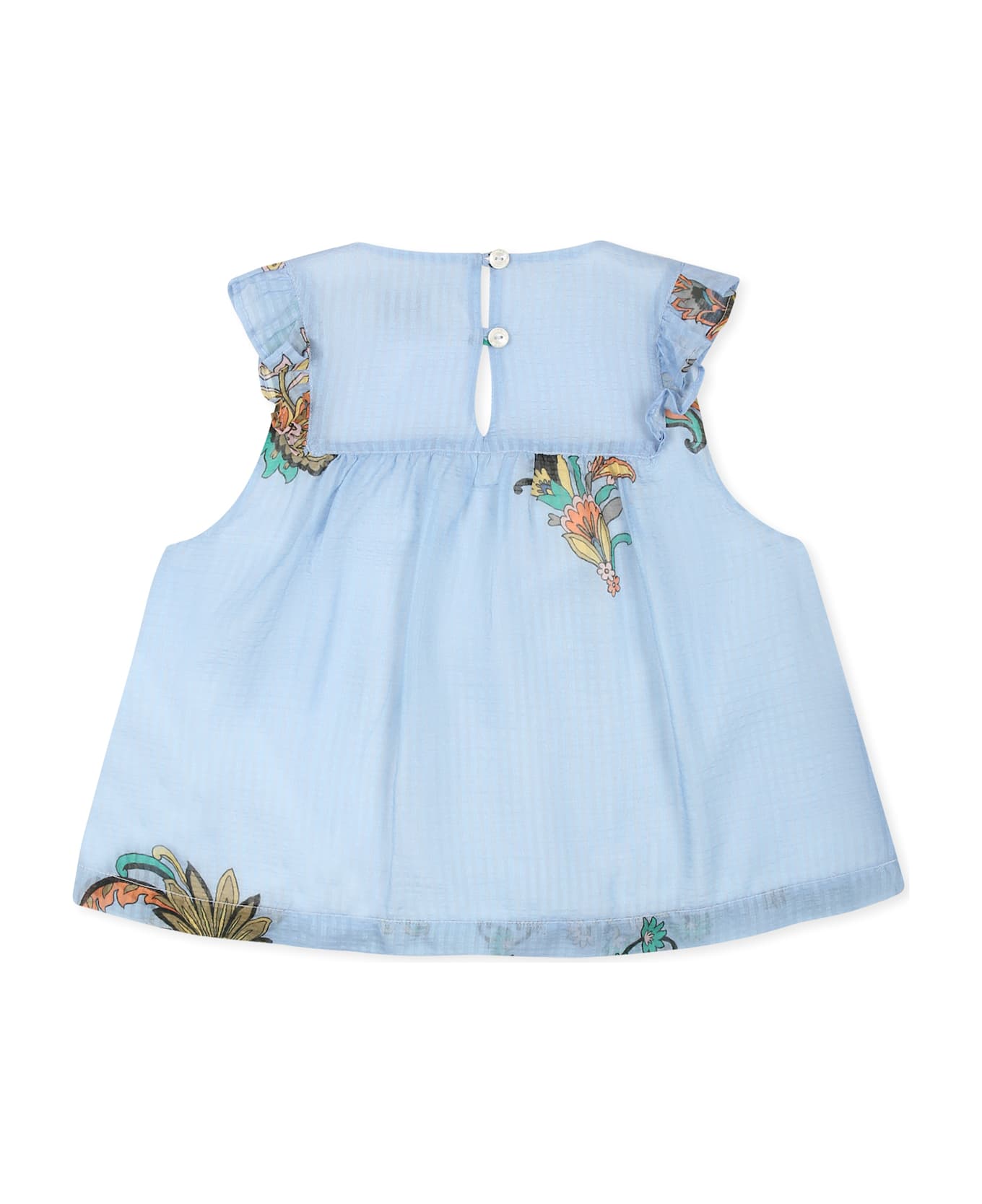 Etro Light Blue Top For Girl With Paisley Print - Light Blue