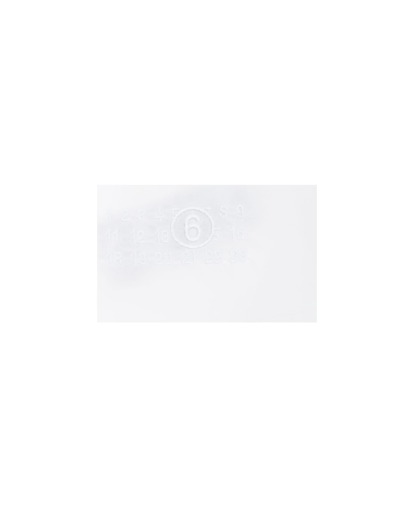 MM6 Maison Margiela White Shirt With Classic Collar And Tonal Logo Patch In Cotton Girl - White