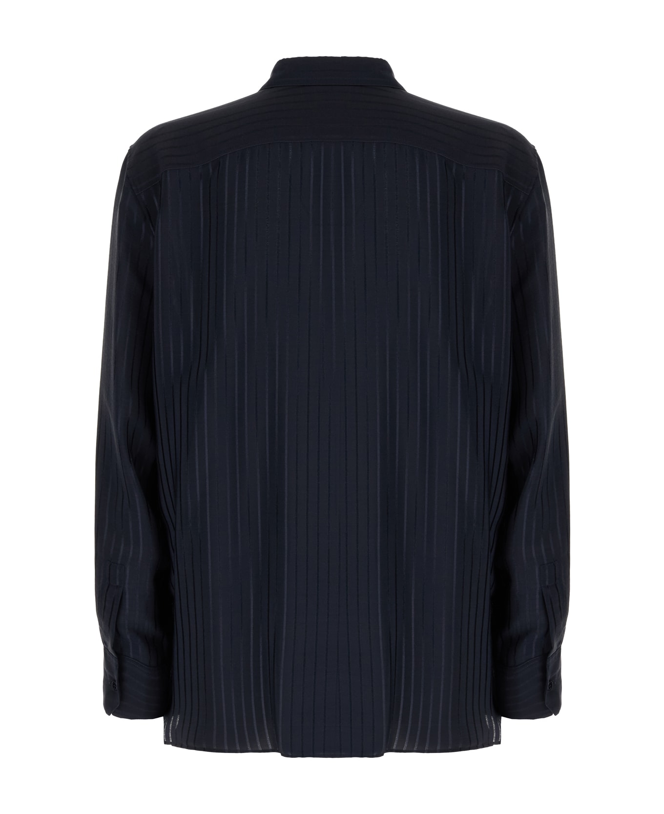 Navy Blue Silk Shirt - Thumbnail 3