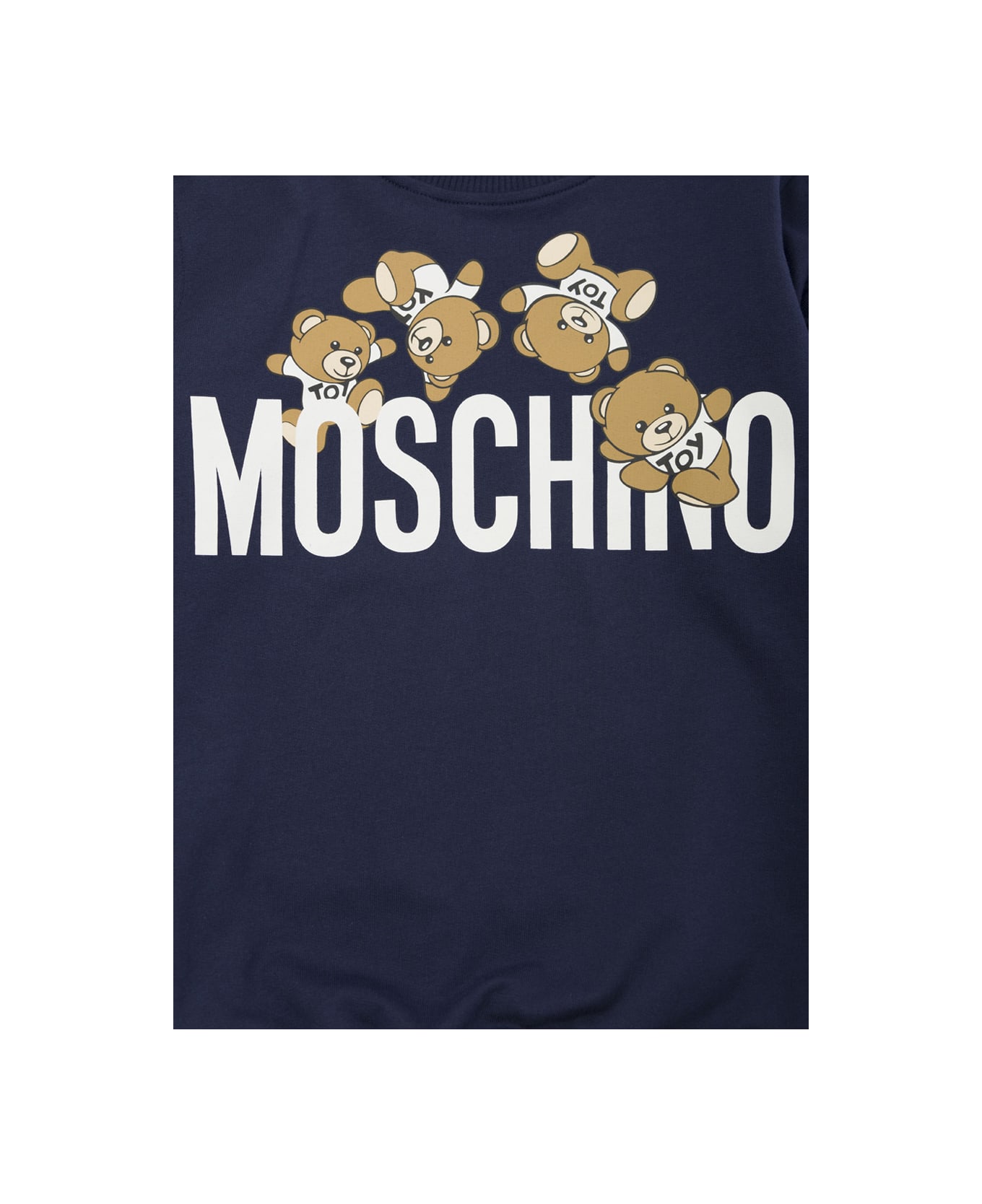 Moschino Blue Crewneck Sweatshirt With Logo Print In Cotton Boy - Blu