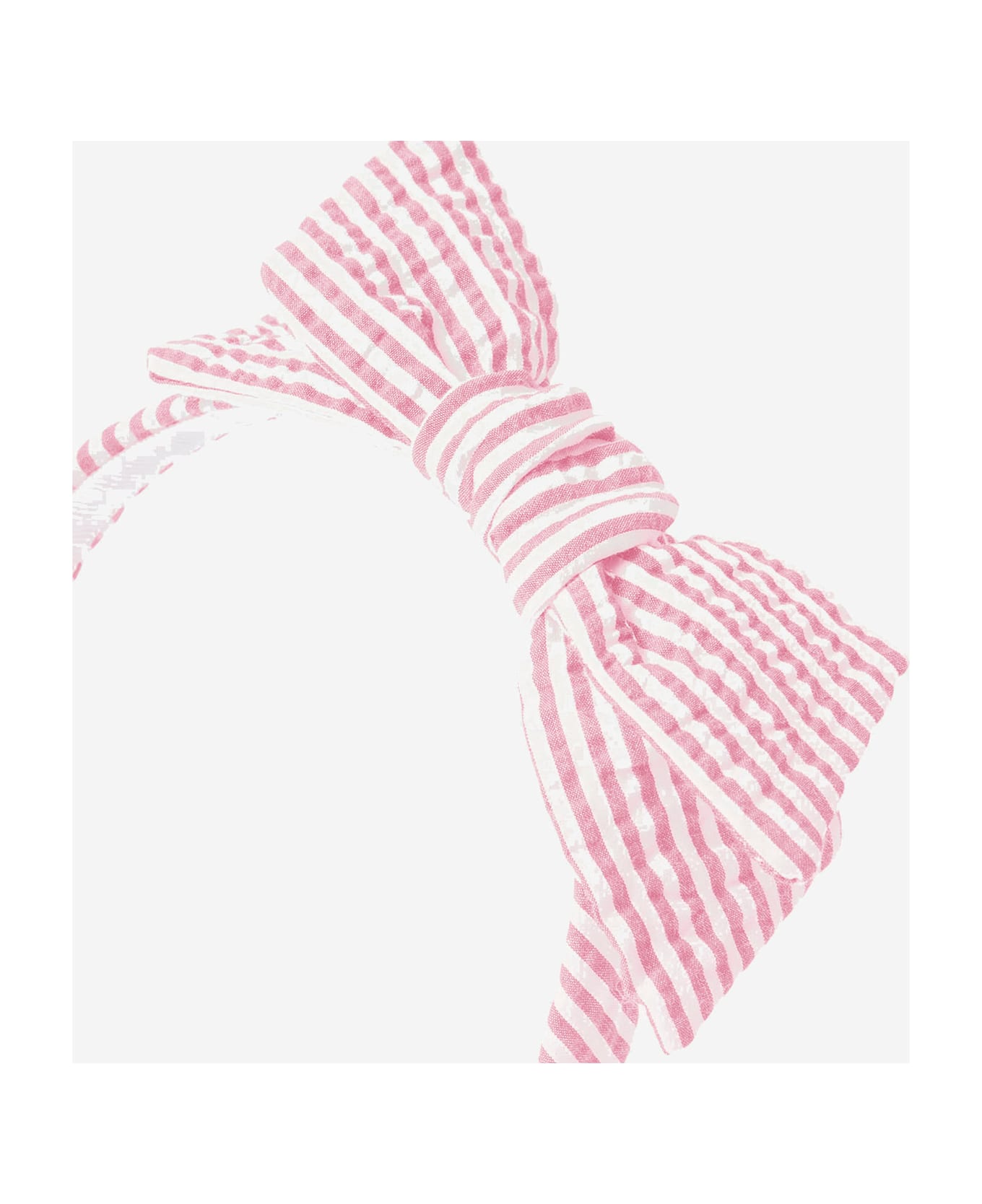 Il Gufo Seersucker Headband With Bow - Pink