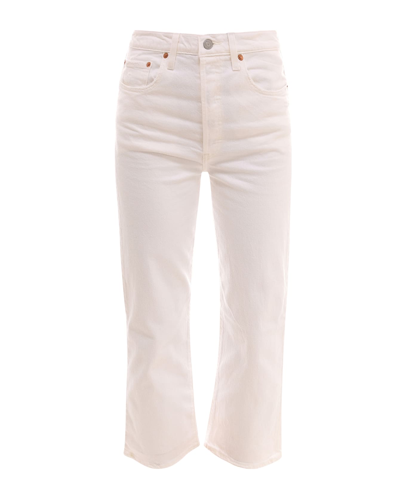 Levi's Ribcage Straight Ankle Jeans - White