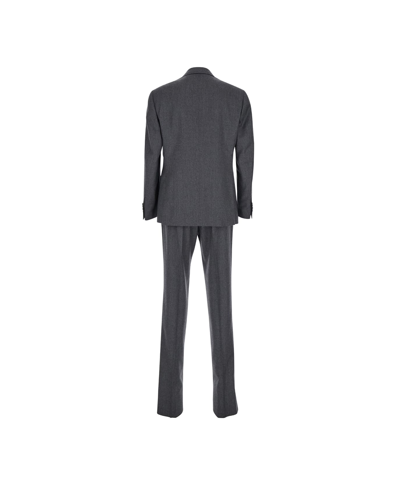 Lardini Grey Double Breasted Suit With Peak Revers In Flanel Man - Grey