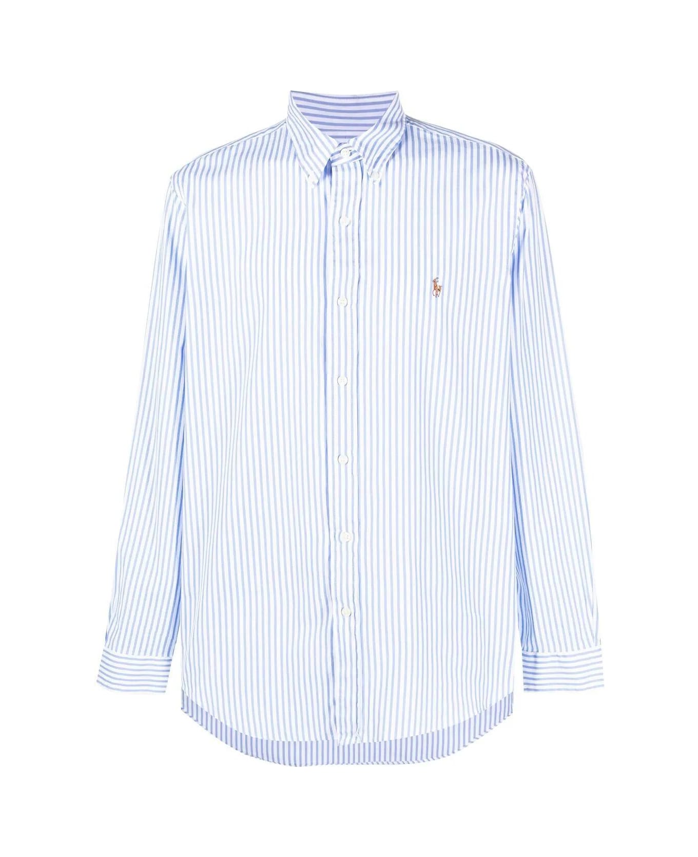 Polo Ralph Lauren Stretch Oxford Long Sleeve Sport Shirt - A Blue White
