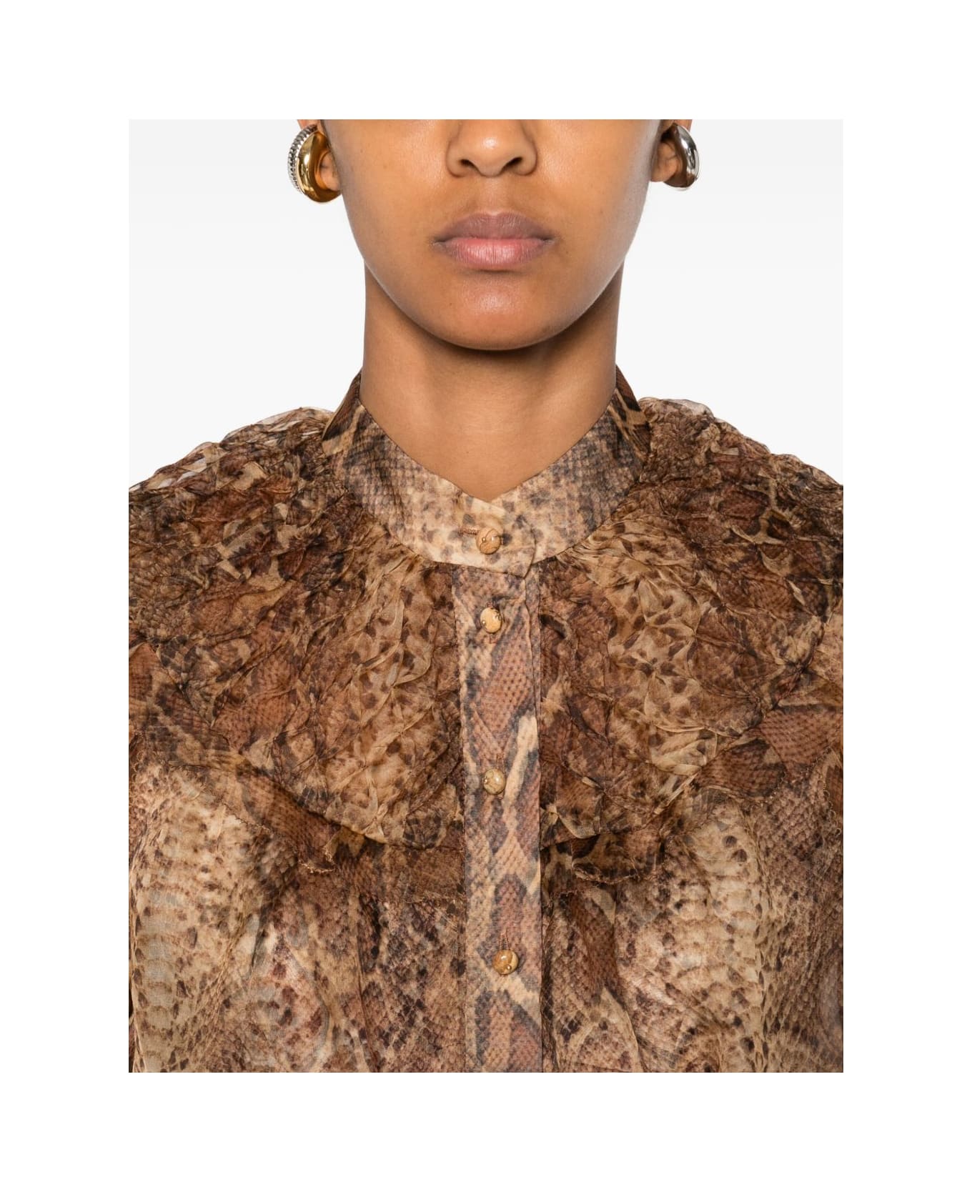 Zimmermann Brown Shirt With Snake Print - Beige