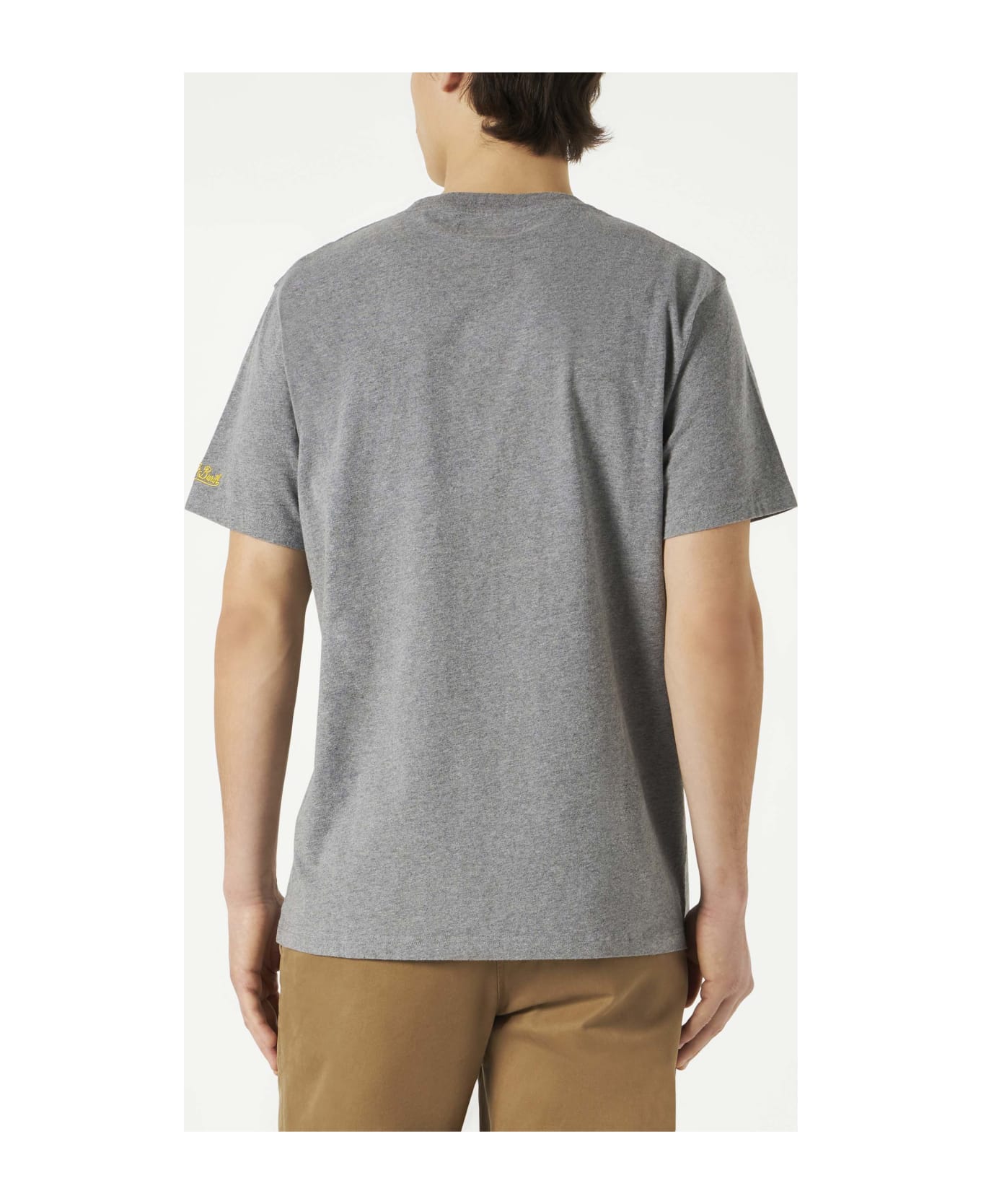 MC2 Saint Barth Man T-shirt With Snoopy Weekend Mood Embroidery | Snoopy - Peanuts Special Edition - GREY