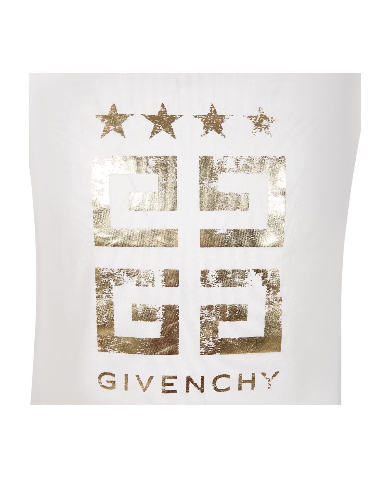 Givenchy White T-shirt For Girl With Golden 4g Motif - White Tシャツ＆ポロシャツ