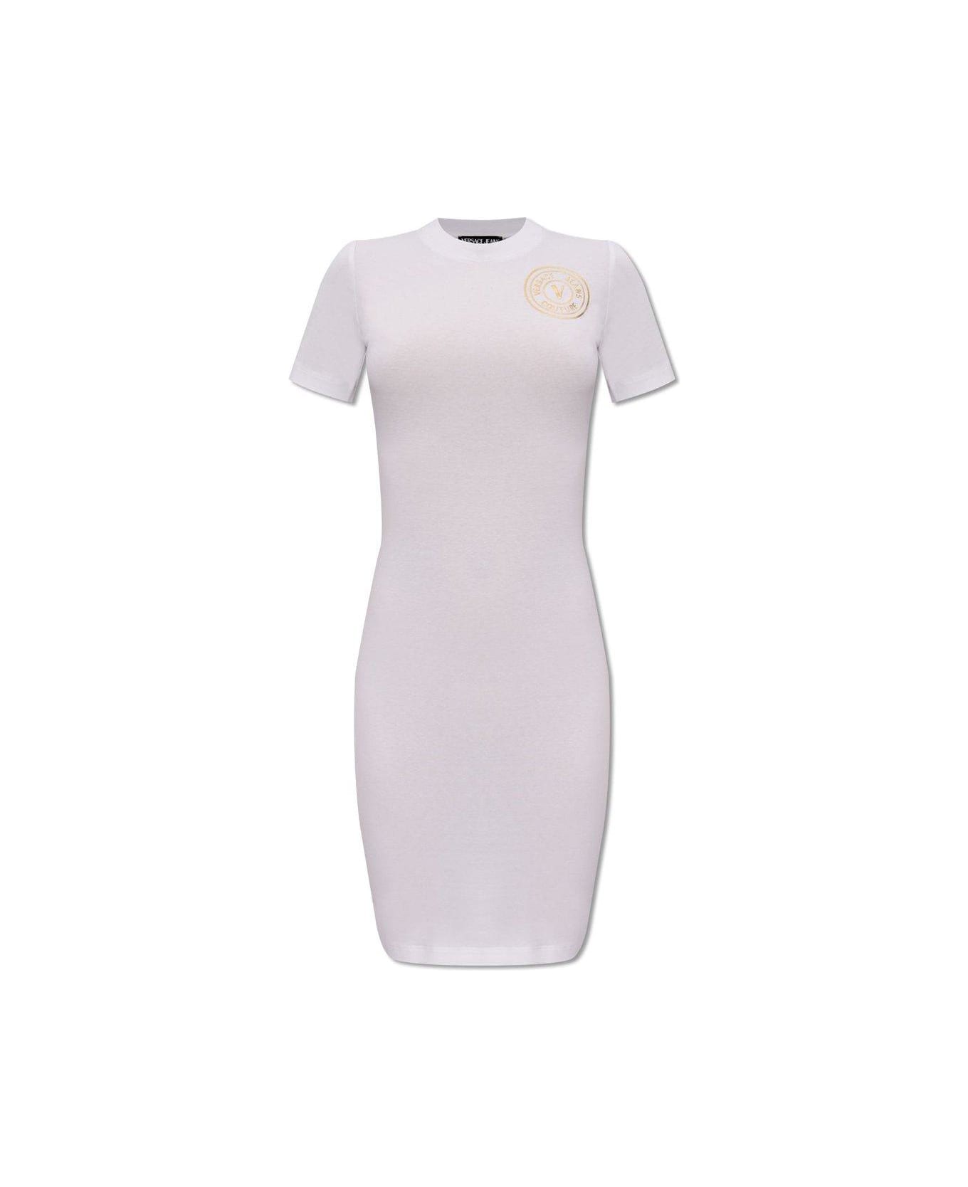 Versace Jeans Couture Logo-printed Short-sleeved Stretched Dress - White