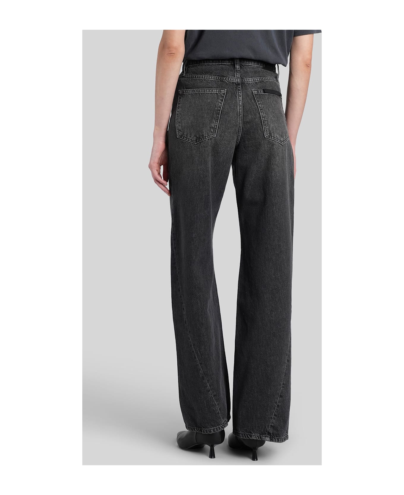 Anine Bing Brie Jeans In Black Cotton - black