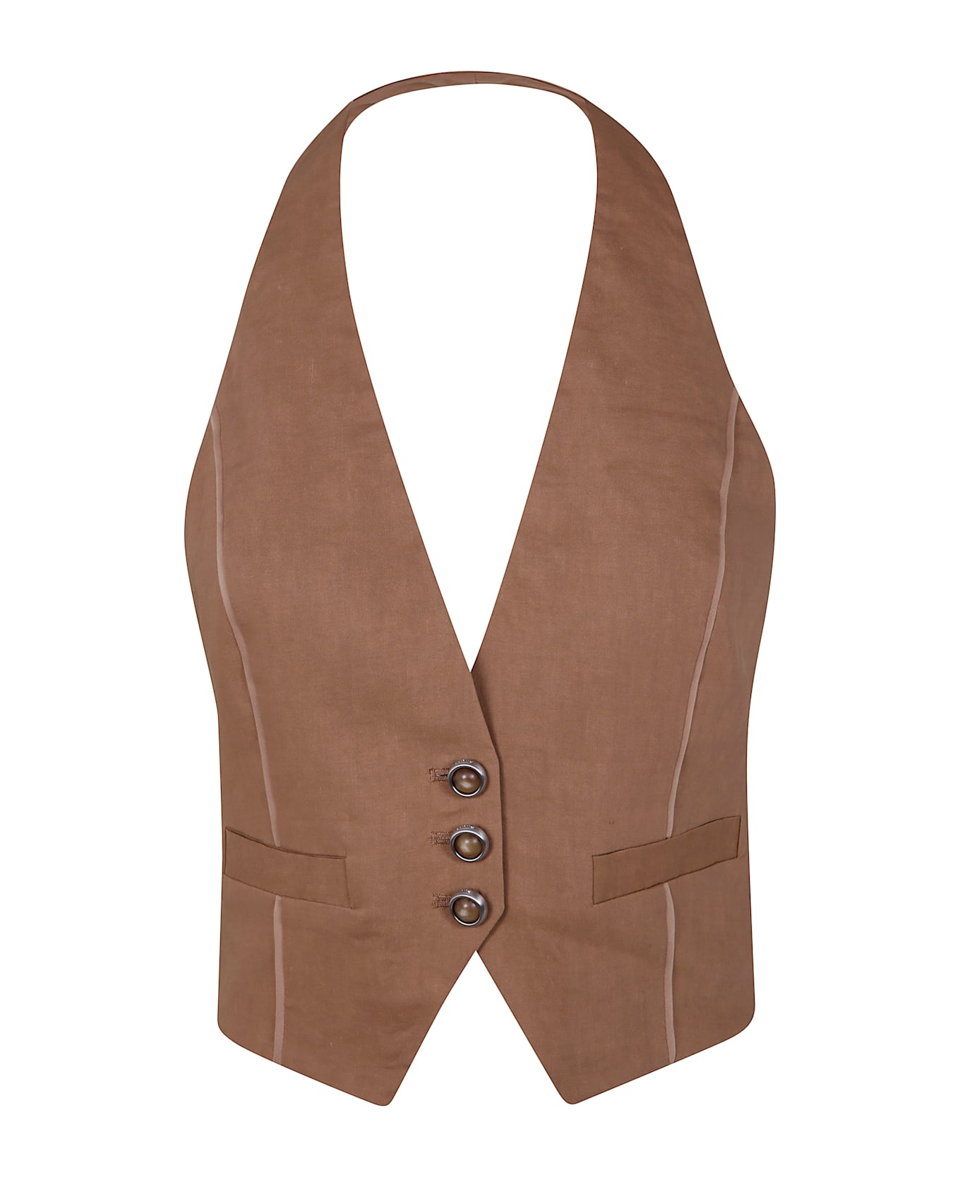 Pinko Open Back Short Vest - Brown