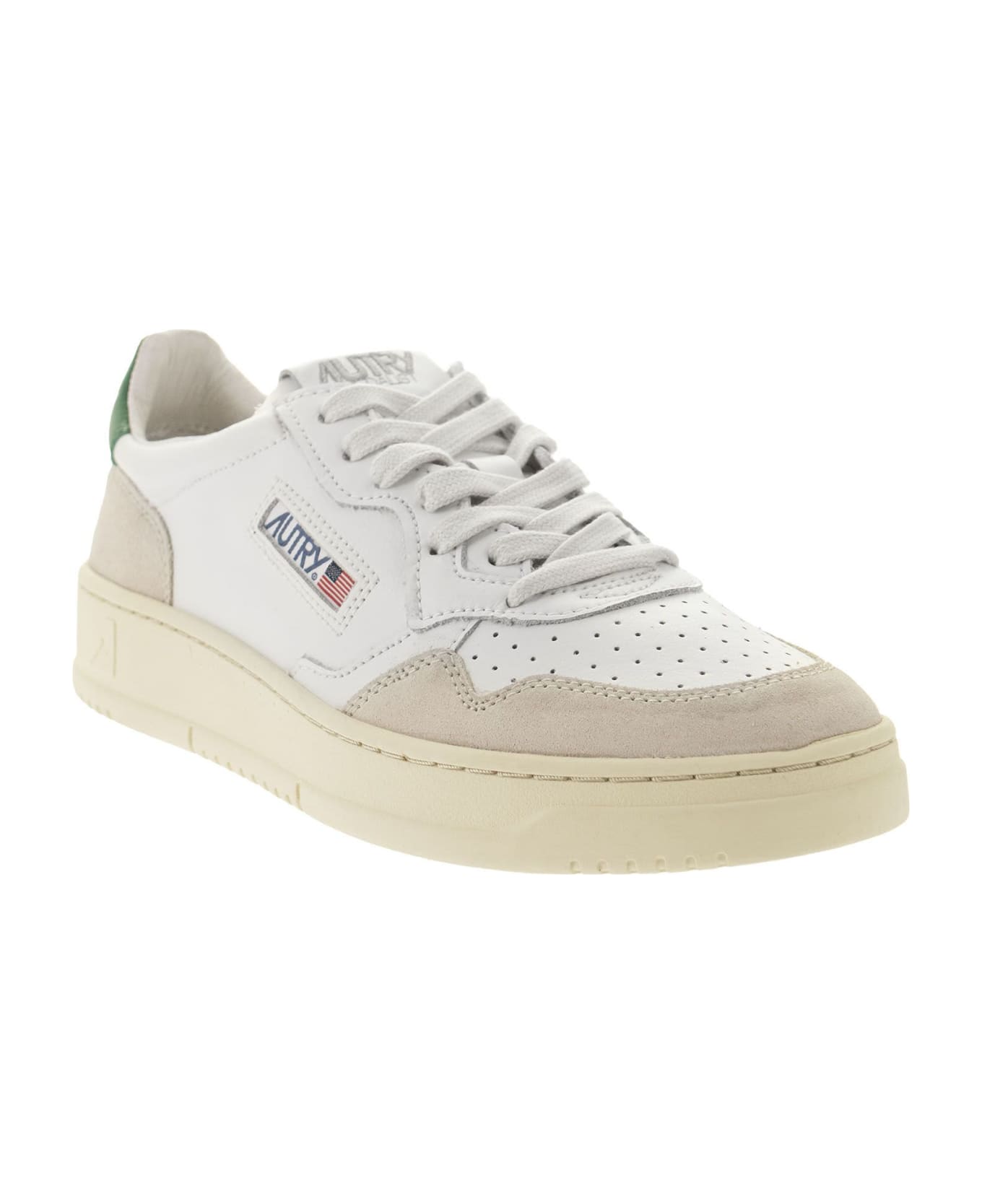 Autry Sneakers Low Leather And Suede - White/green