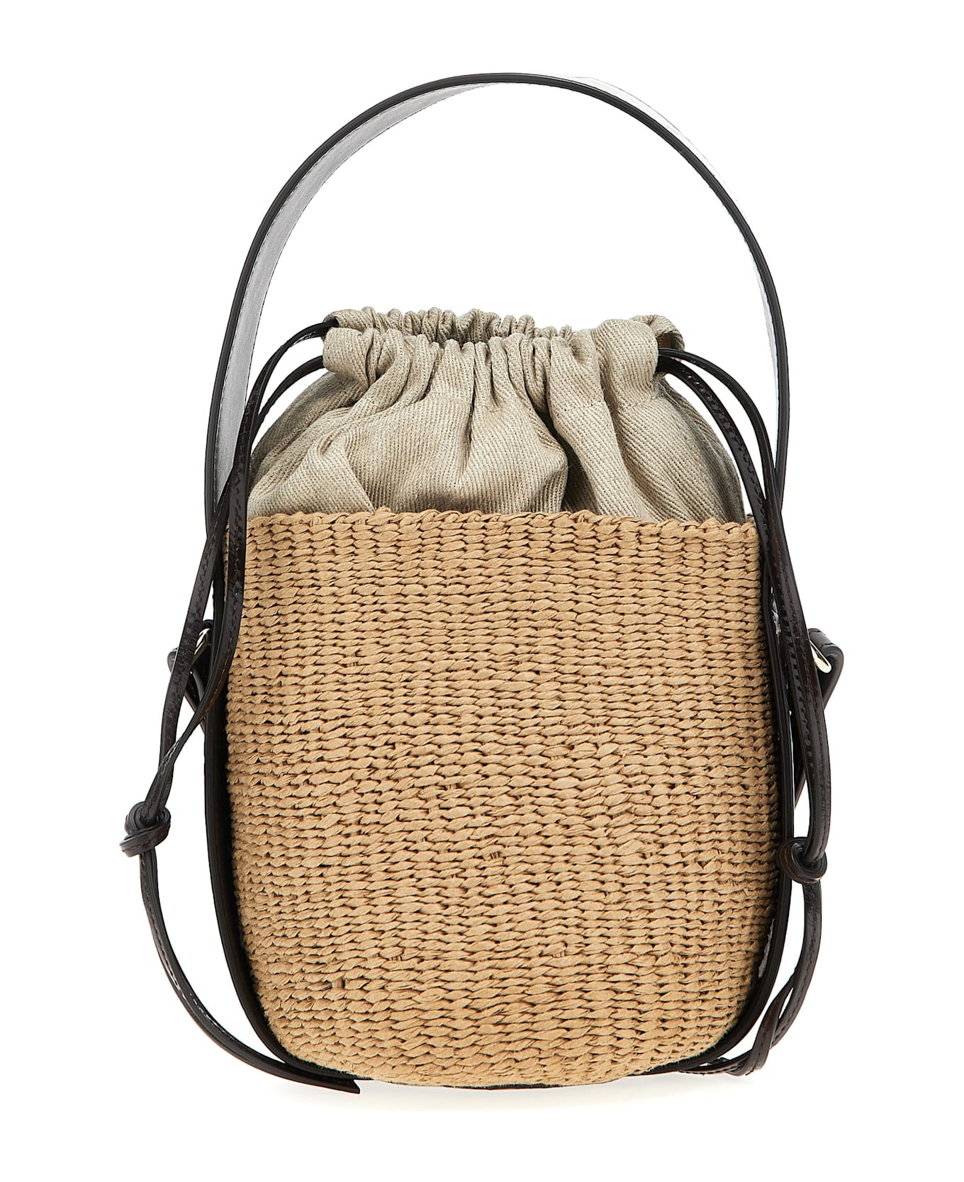 Chloé Small 'woody' Crossbody Bag In Woven Raffia And Pe - Brown