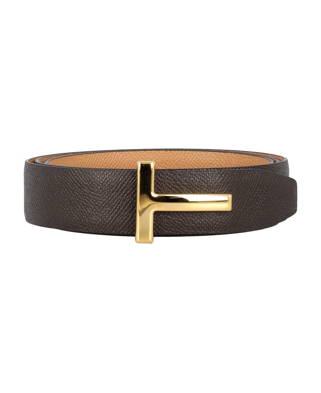 Tom Ford T Icon Reversible Leather Belt - CHOCOLATE/ALMOND