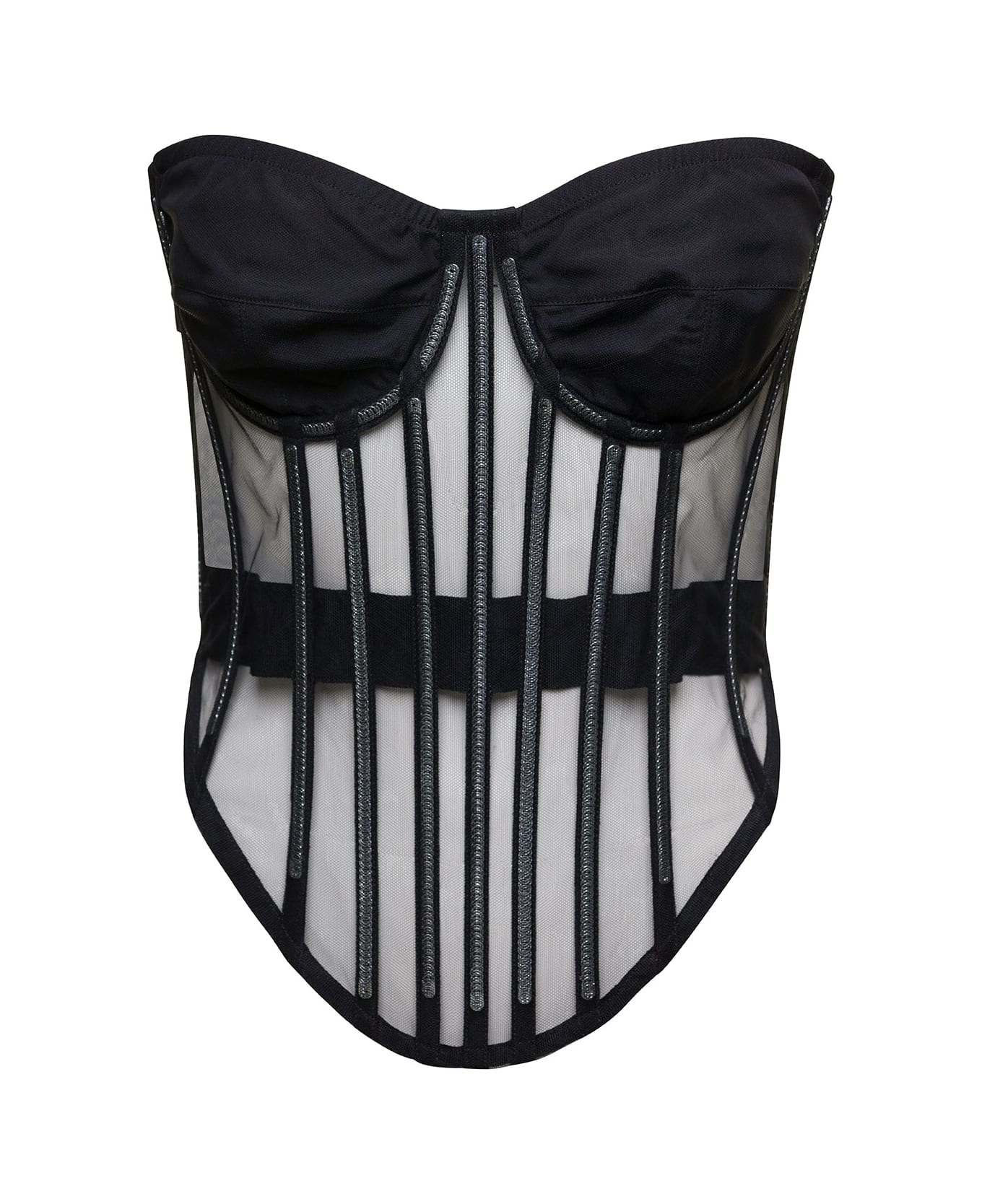 Dolce & Gabbana Corset Top With Boning And Sweetheart Neckline - Black 水着