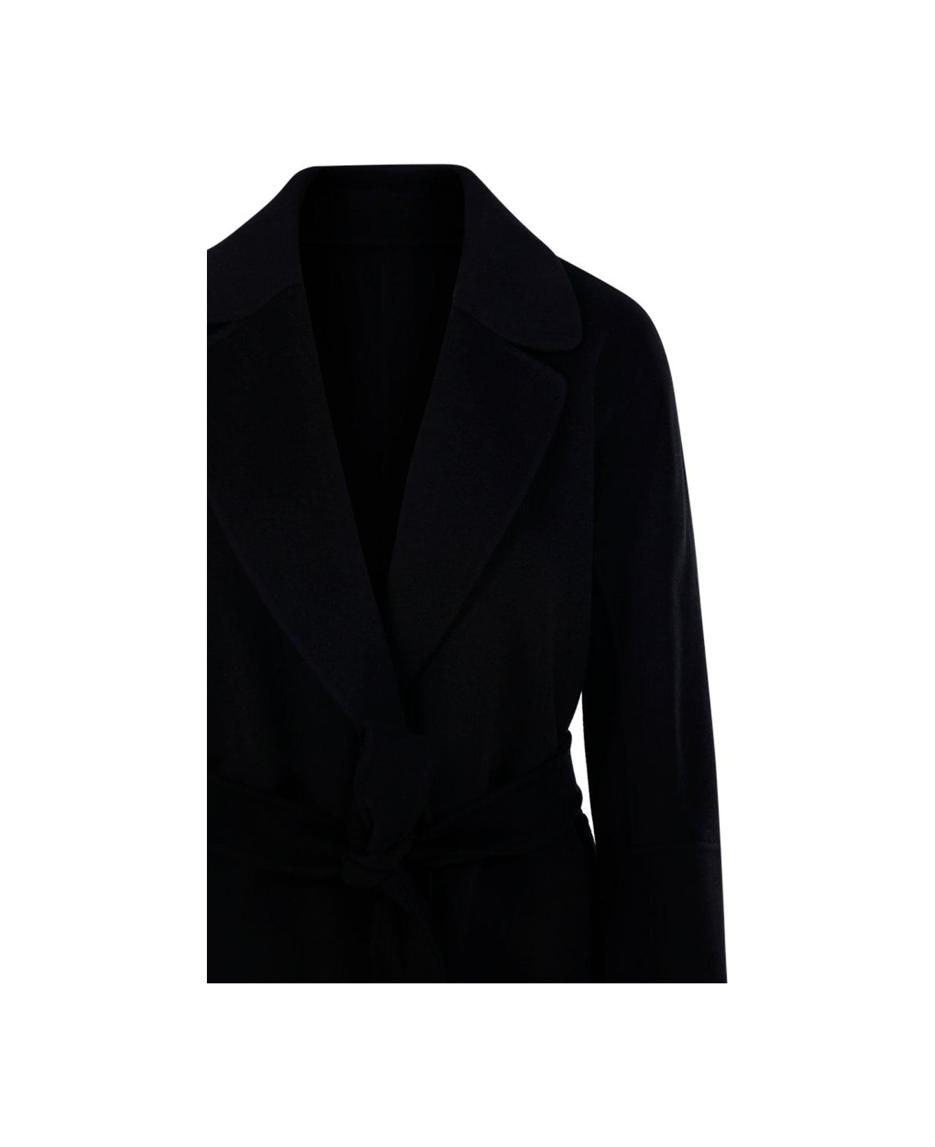 
S Max Mara Elisa Belted Long-sleeved Coat - Black