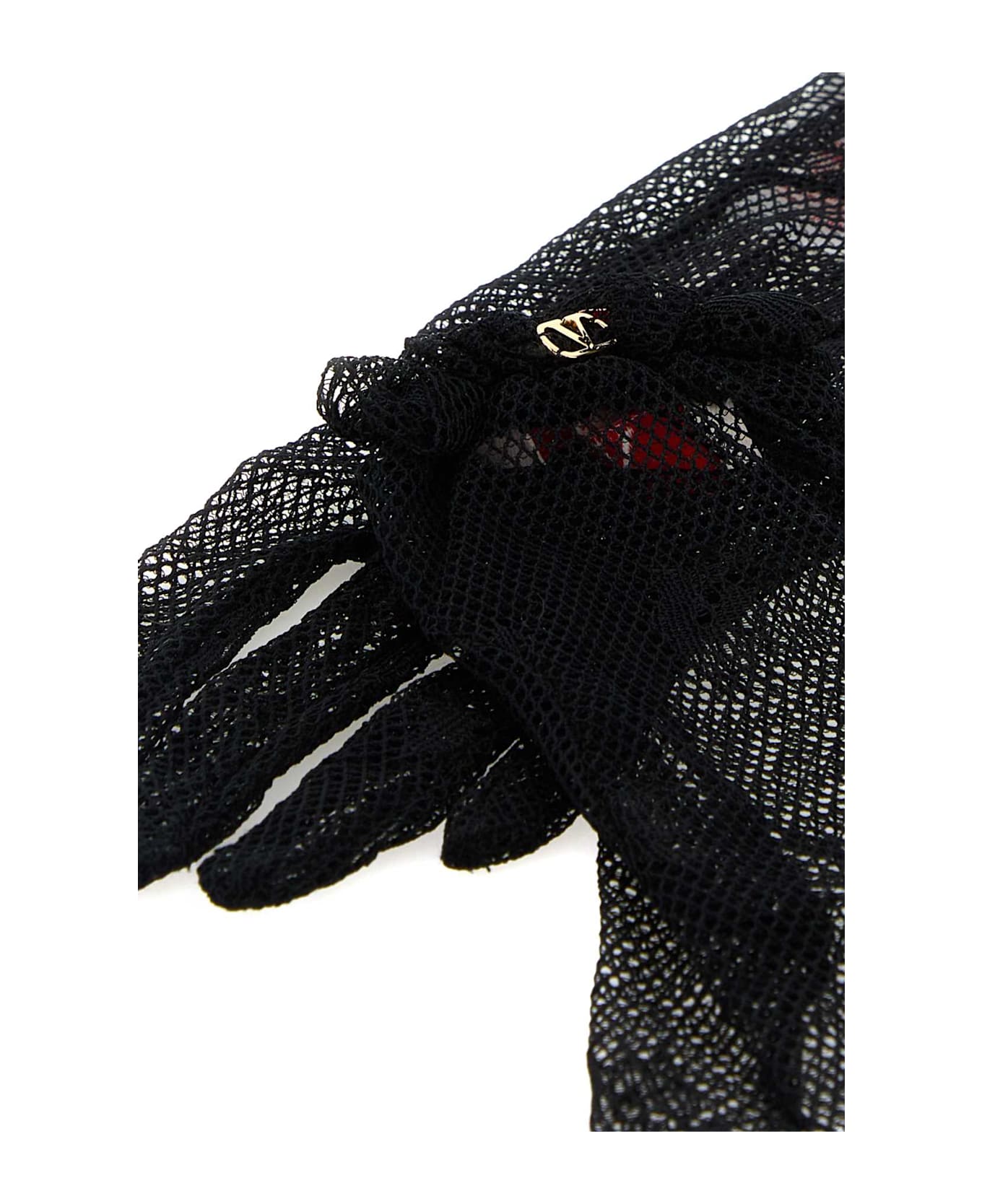 Valentino Garavani Black Mesh Gloves - NEROORO