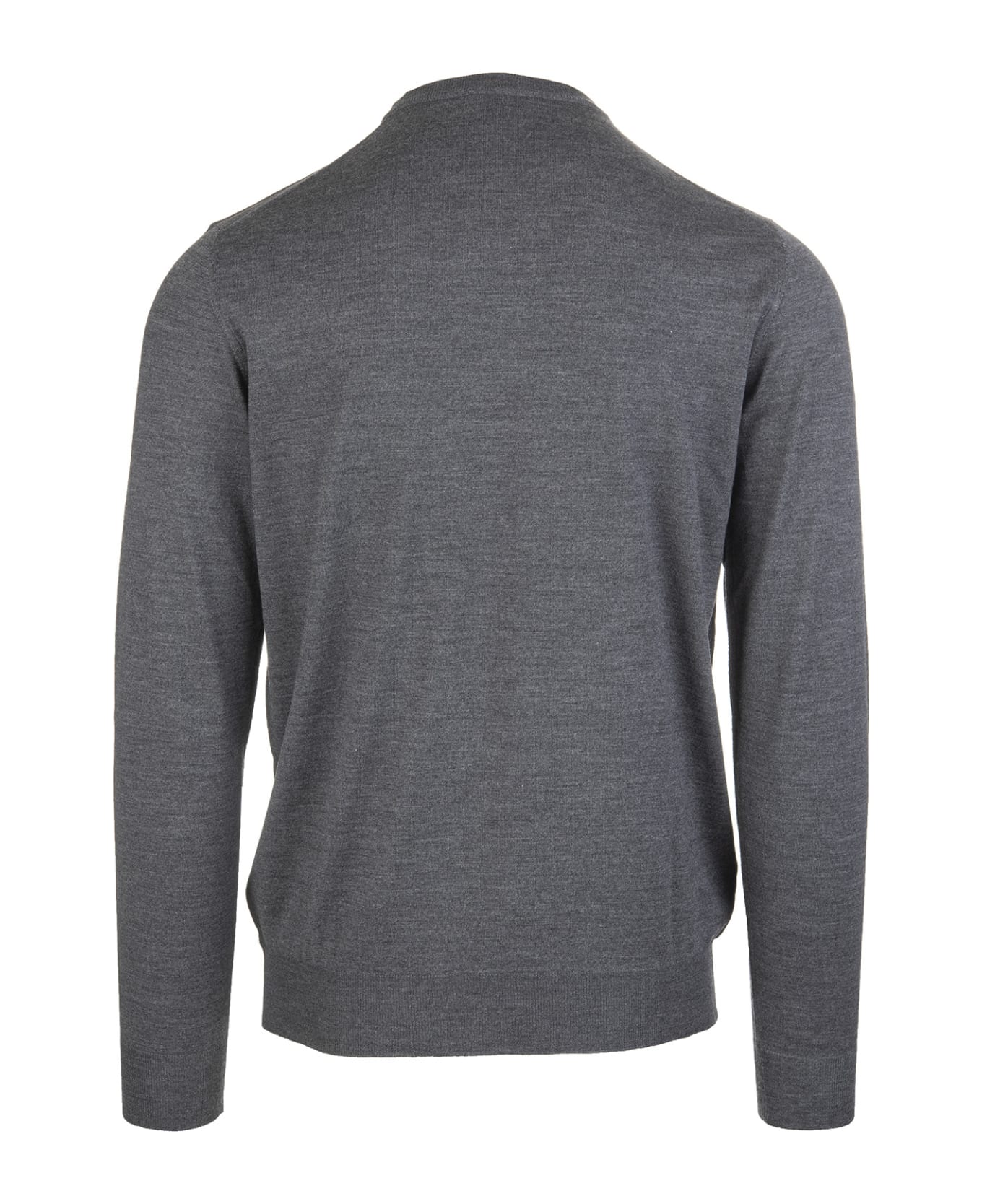 Fedeli Round-neck Pullover In Asphalt Grey Wool - Grey