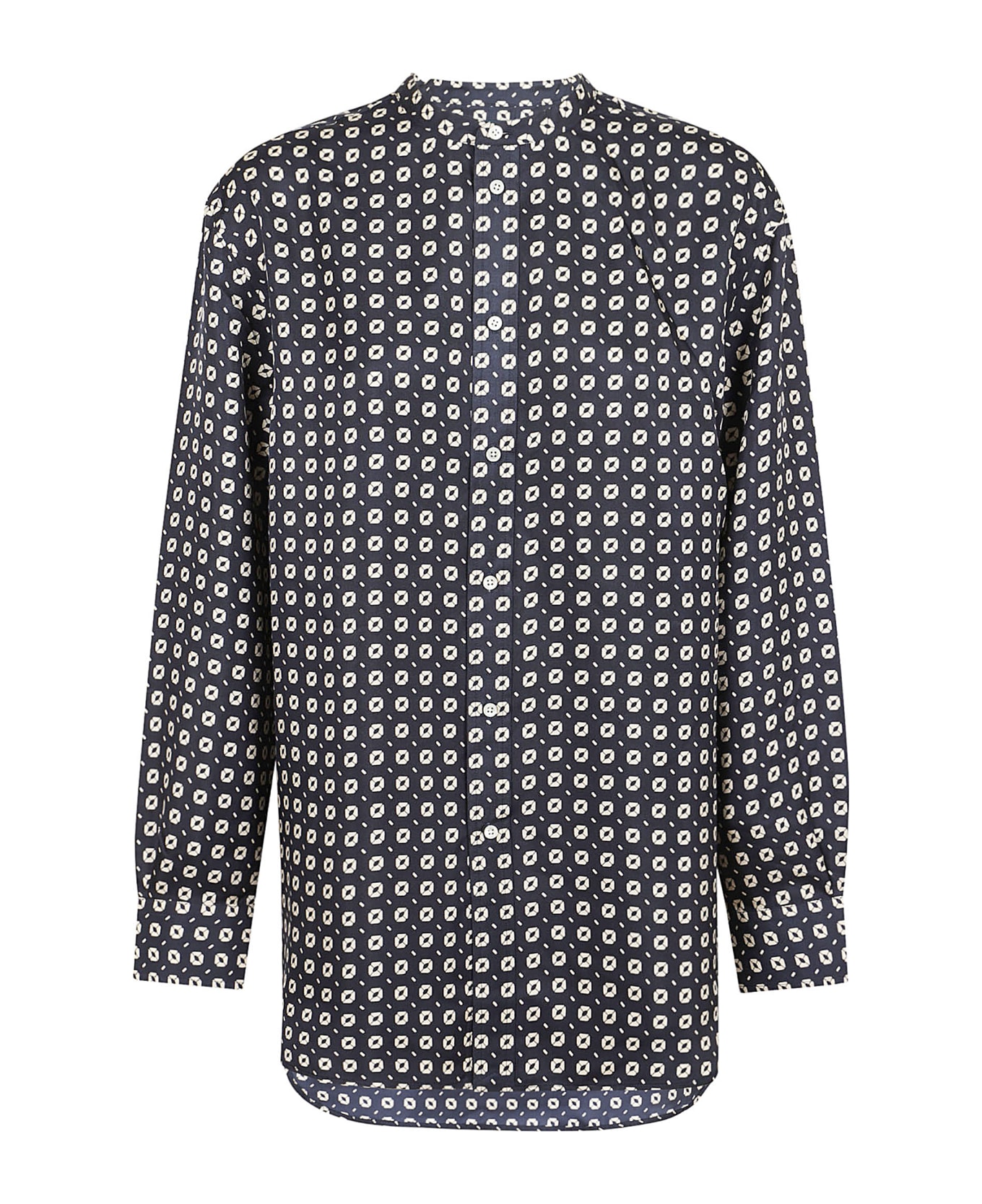 Polo Ralph Lauren Bc Ligh St-long Sleeve-blouse - Navy Cream Geo Print