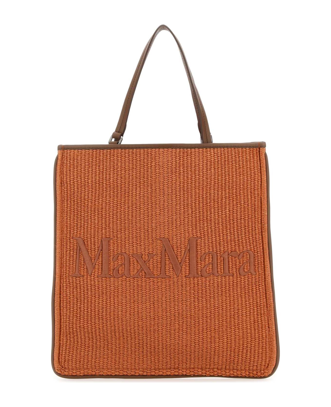 Max Mara Caramel Raffia Easybag Shopping Bag - 027