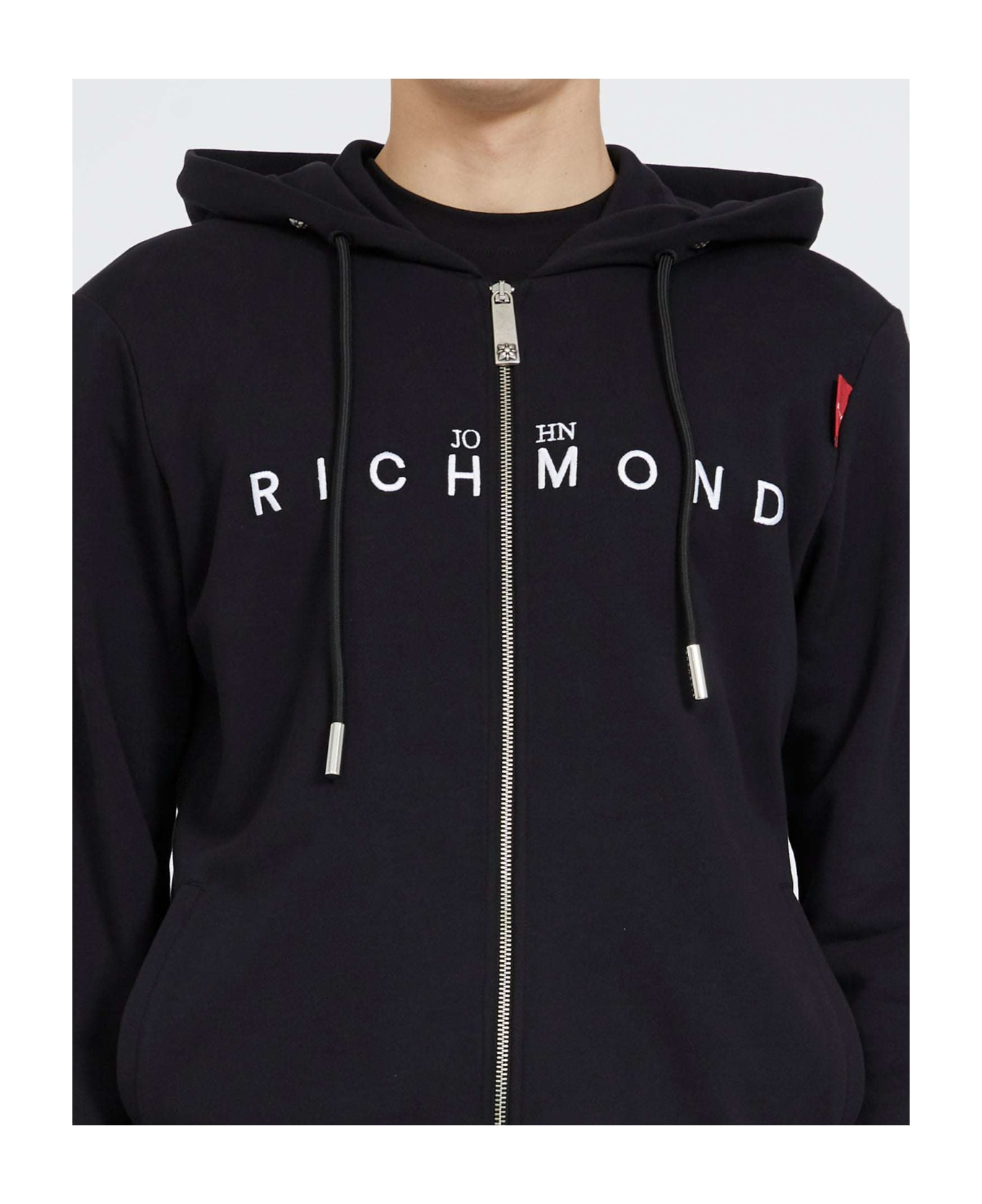 John Richmond Sweatshirt With Zip And Logo On The Front - Nero