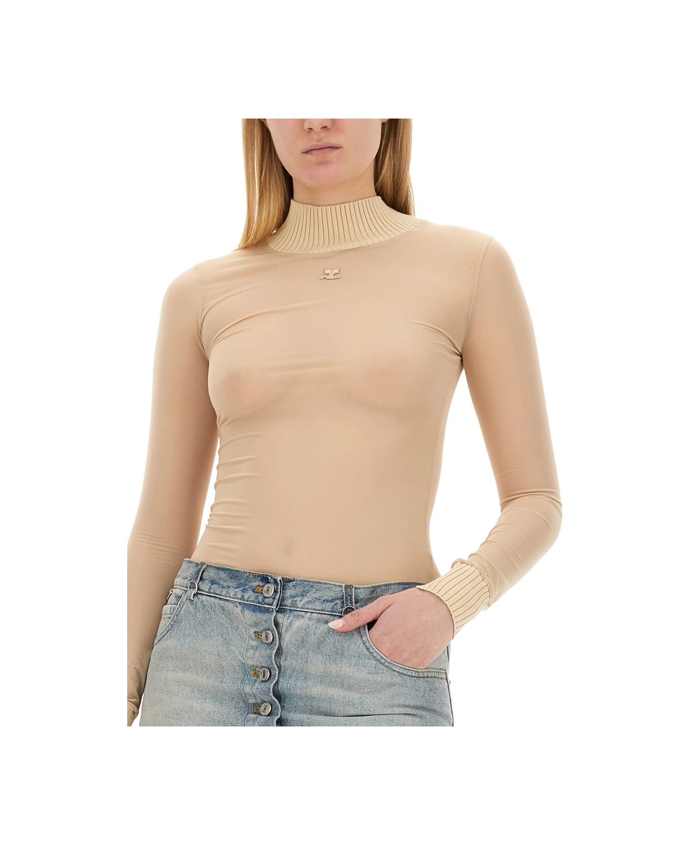 Courrèges Tops With Logo - BEIGE