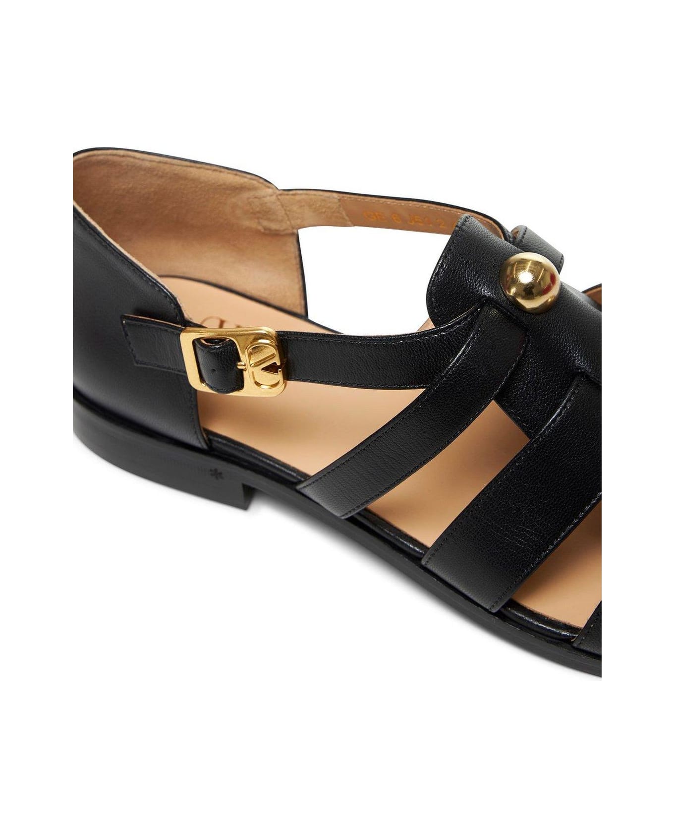 Valentino Garavani Stud Embellished Side Buckled Sandals - Black