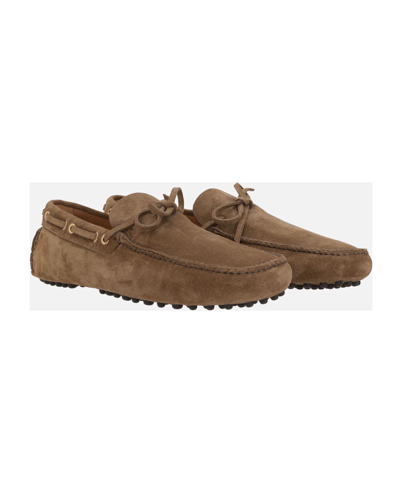 Car Shoe Suede Driving Loafers - BROWN