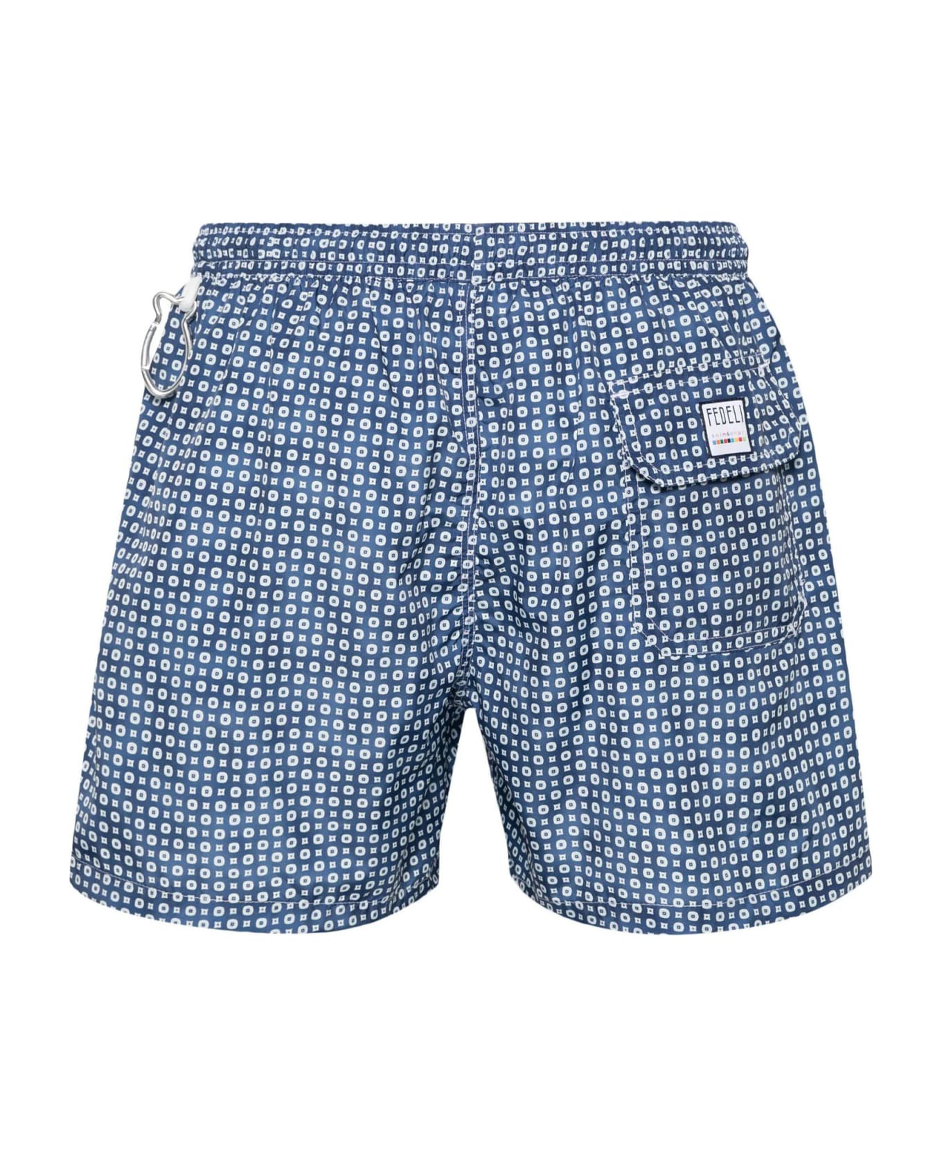 Fedeli Madeira Graphic-print Swim Shorts - Blue